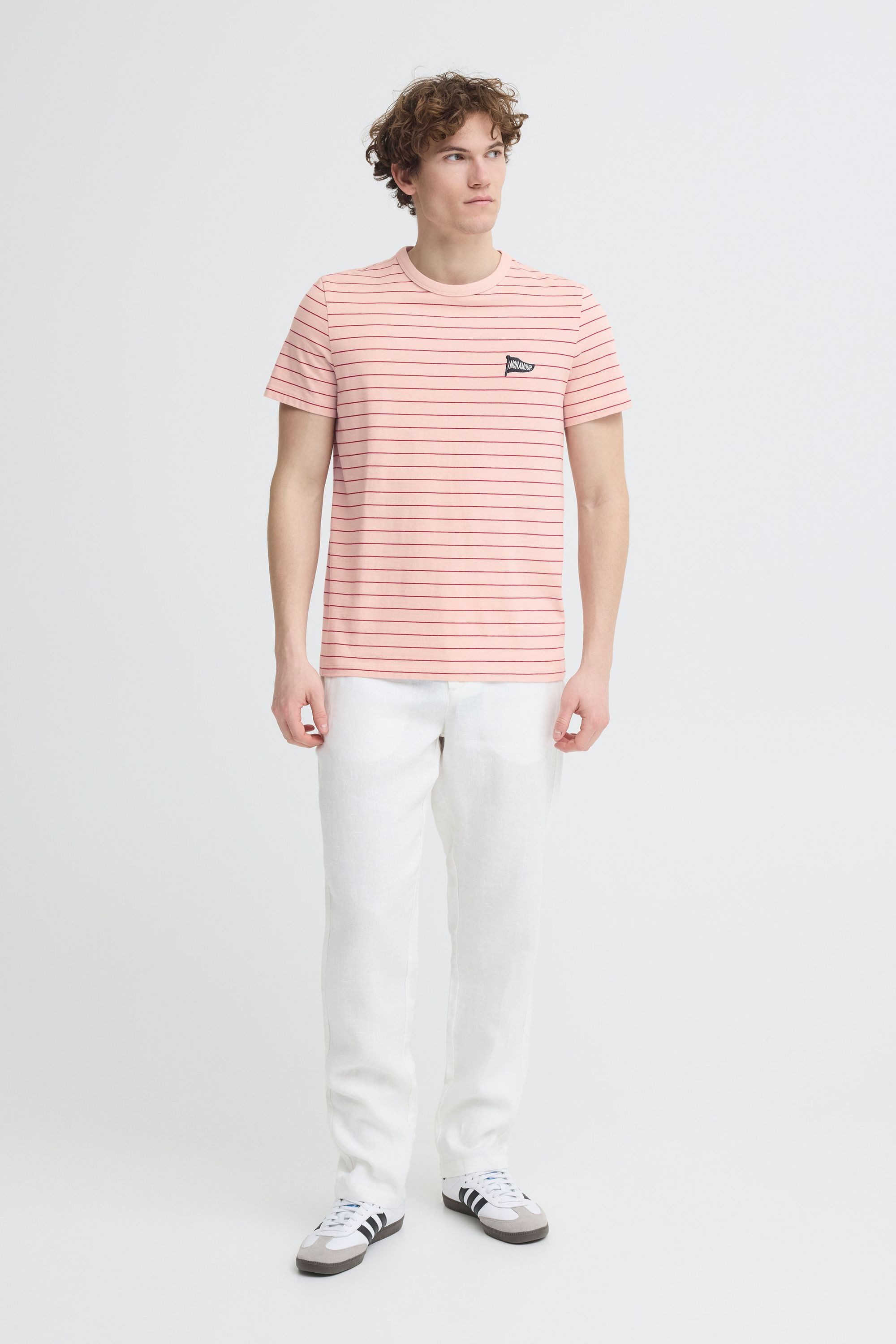 Casual Friday Rundhalsshirt CFTangen Gestreiftes T-Shirt mit dezentem Stick-Detail