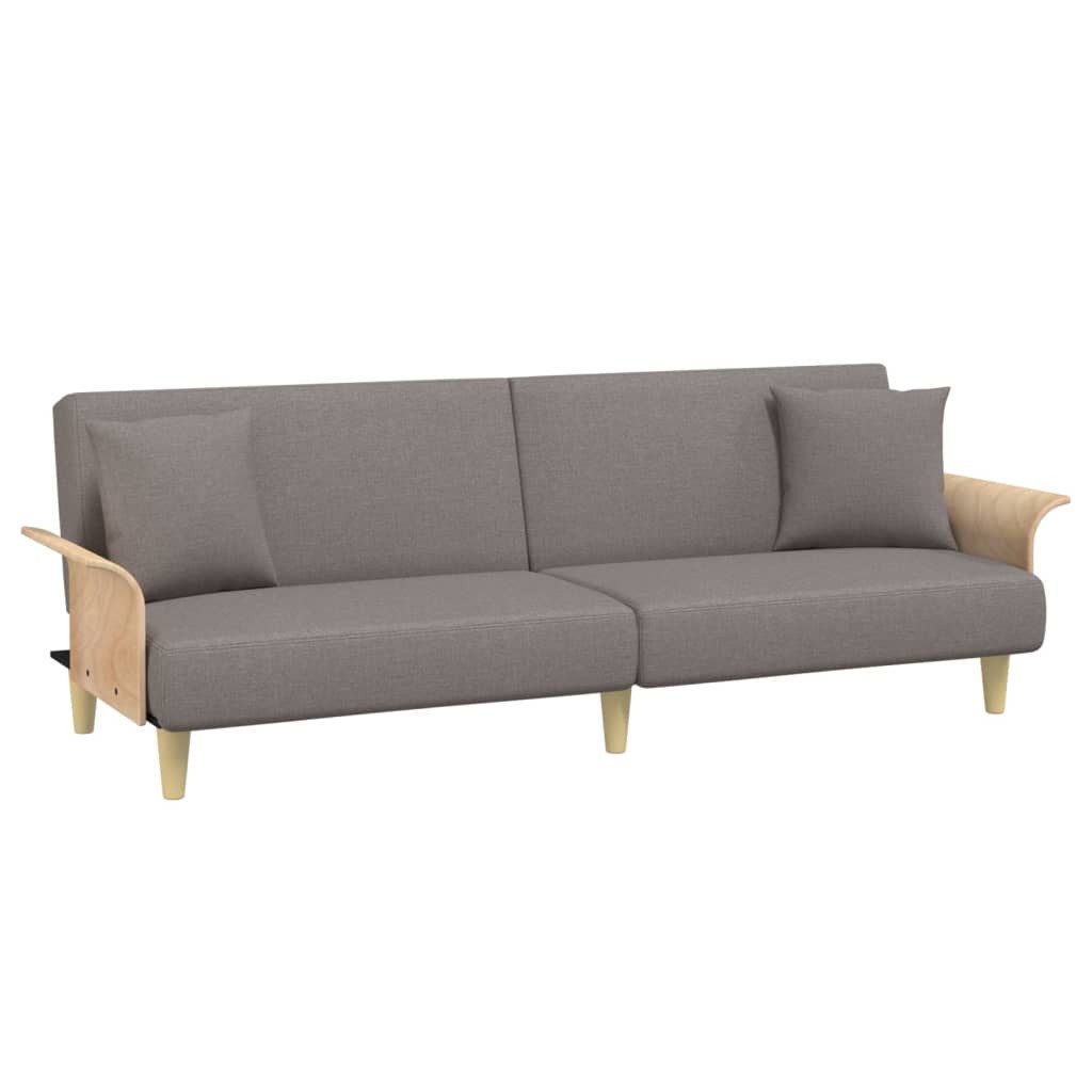 vidaXL Sofa Schlafsofa mit Armlehnen Taupe Stoff