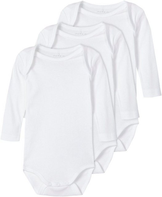 Name It Langarmbody »NBNBODY 3P LS SOLID WHITE 3 NOOS« (Packung, 3 tlg)  - Onlineshop Otto