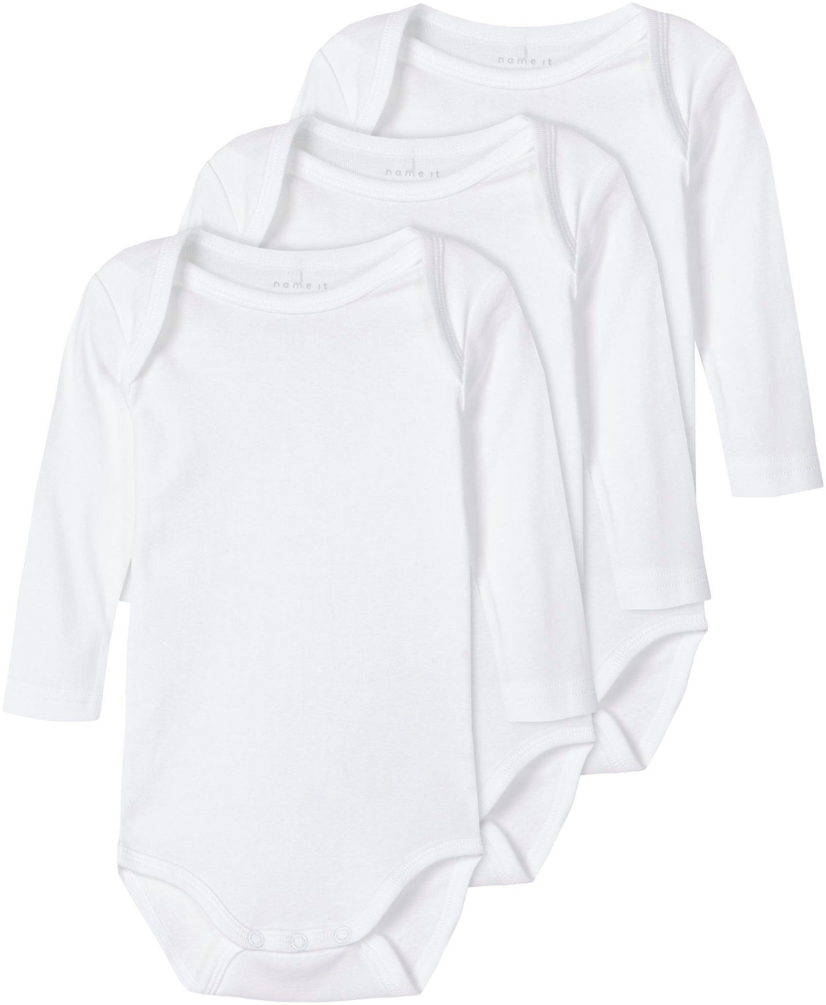 NOOS 3 LS Langarmbody WHITE NBNBODY SOLID It Name 3P 3-tlg) (Packung,