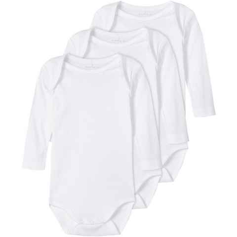 Name It Langarmbody NBNBODY 3P LS SOLID WHITE 3 NOOS (Packung, 3-tlg)
