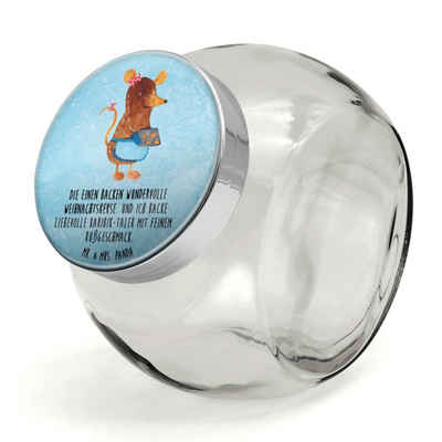 Mr. & Mrs. Panda Vorratsglas XL 2000ml Maus Kekse - Eisblau - Geschenk, Advent, Gewürzdose, Nikola, Premium Glas, (1-tlg), Stilvoll & Praktisch