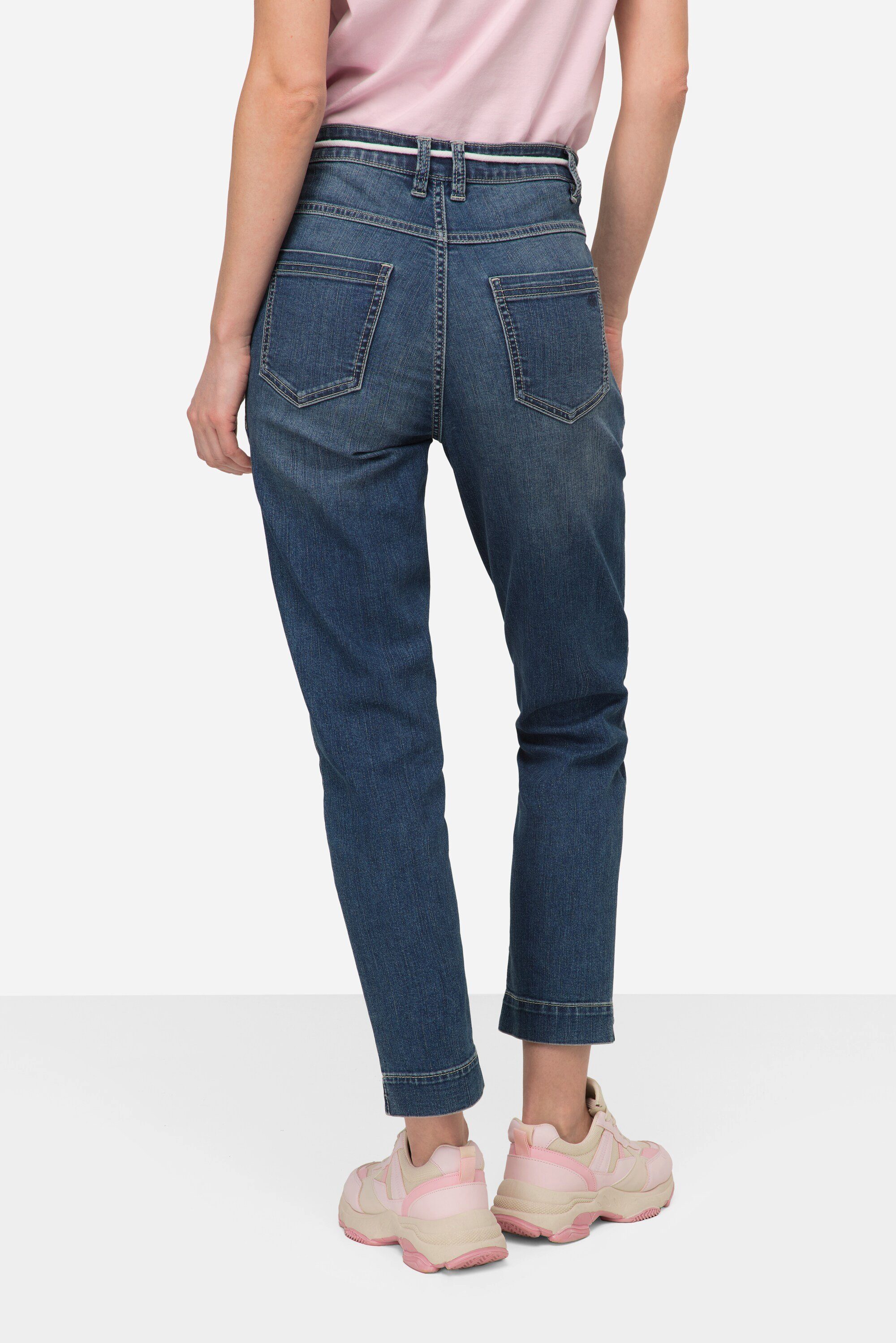 blue Regular-fit-Jeans Wash-Effekte 7/8-PushUp Jeans denim Julia Zipptaschen Laurasøn