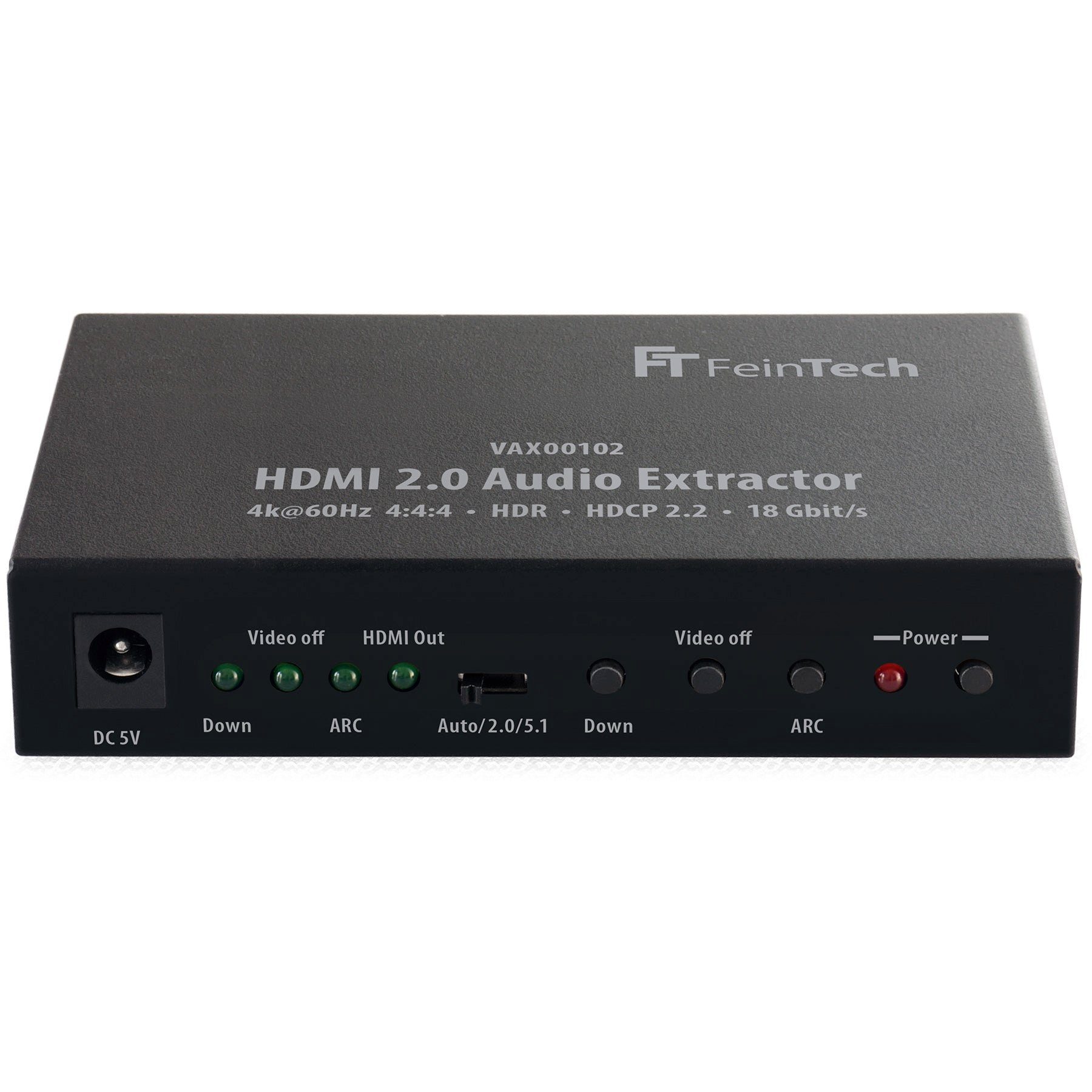 FeinTech VAX00102 HDMI Audio Extractor 4K 60Hz mit ARC Audio- & Video-Adapter HDMI zu SPDIF, Cinch, leitet den Ton an ein Soundsystem