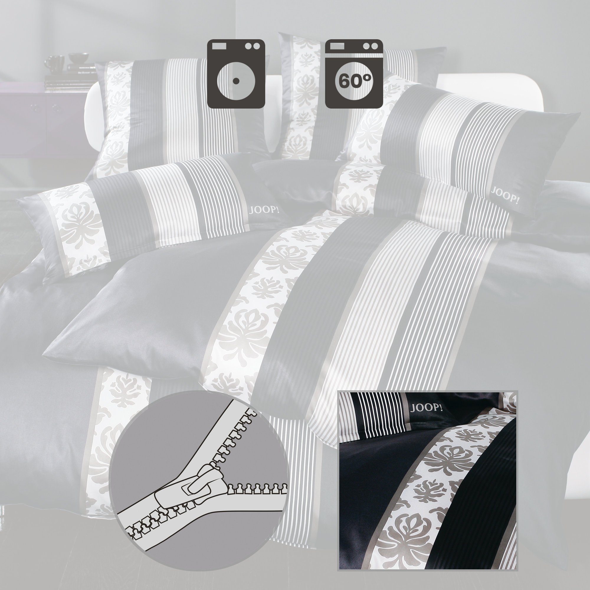 JOOP! Bettwäsche Bettwäsche "Ornament Stripe", Mako-Satin, Streifen