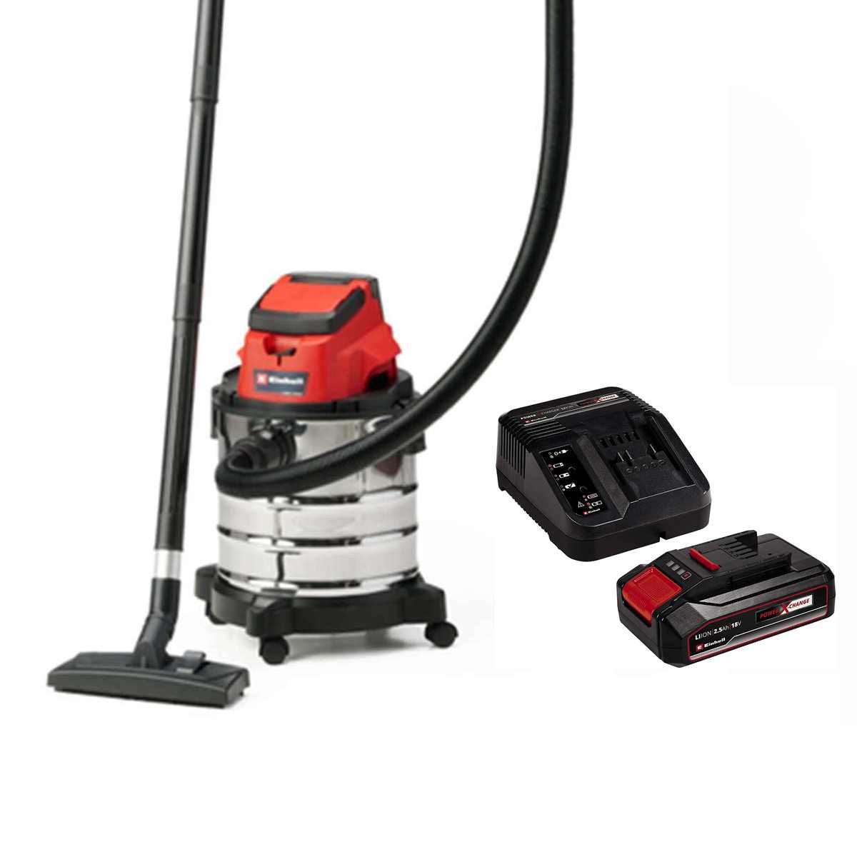 Einhell Nass-Trocken-Akkusauger Akku-Nass-Trockensauger TC-VC 18/20 Li S 18V mit Akku 2.5 / Ladegerät