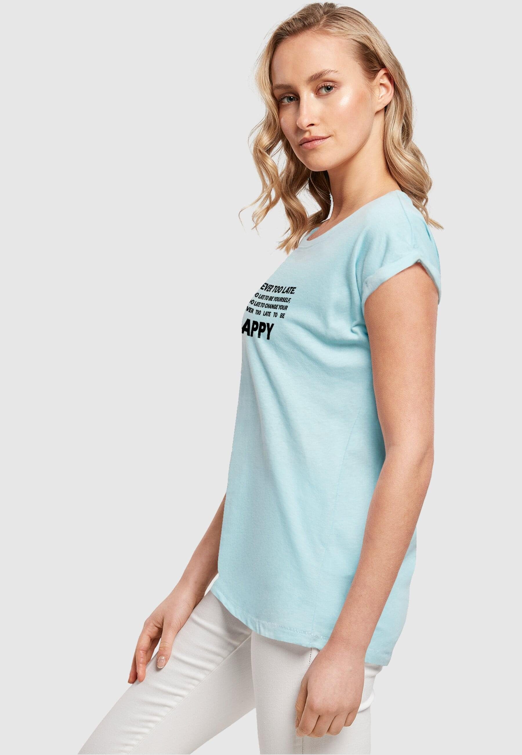oceanblue Tee Extended Shoulder Merchcode Late Ladies Too Damen Never (1-tlg) T-Shirt