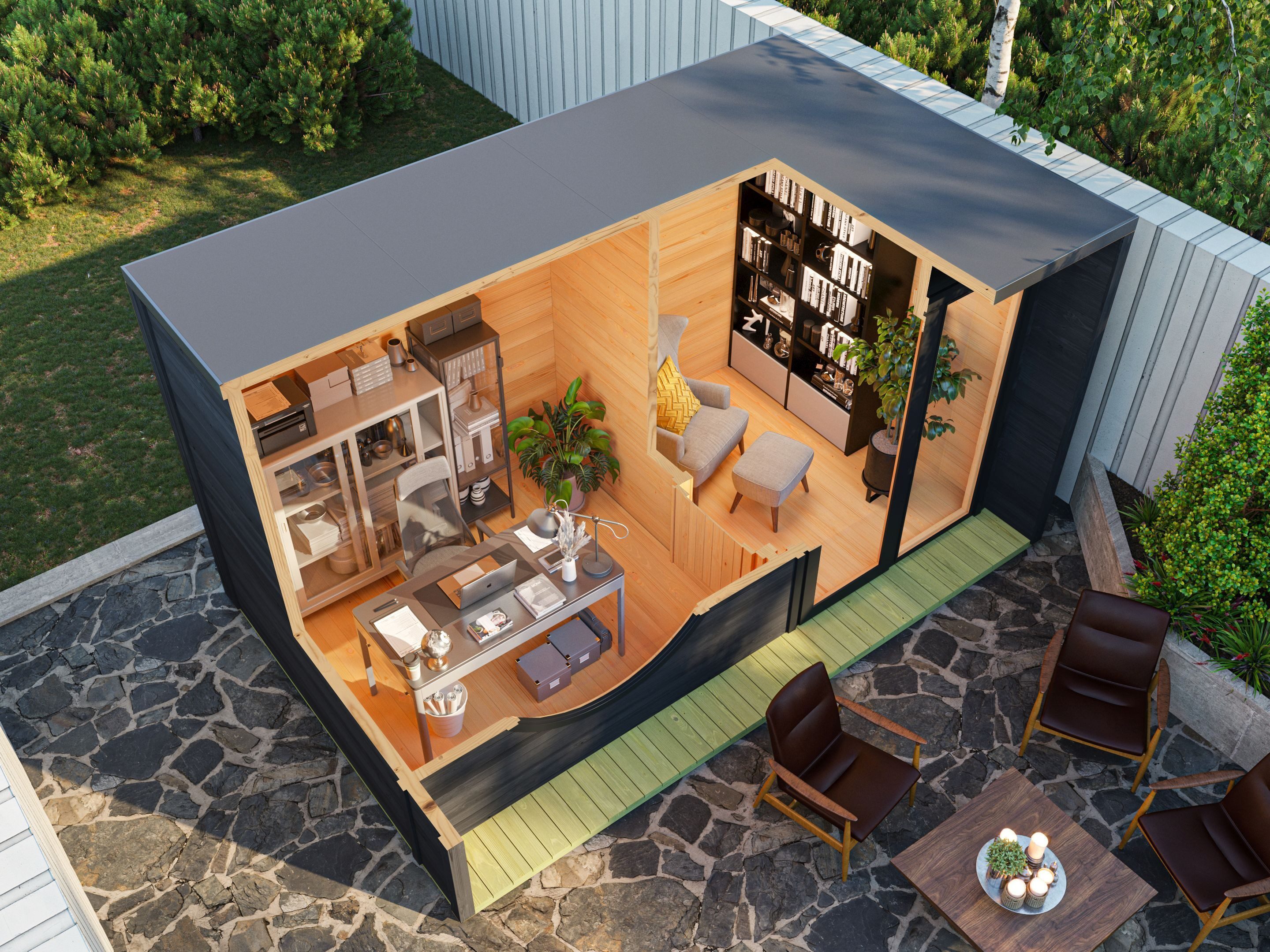 Thumbnail - Fjordholz Gartenhaus Office Box Größe L schwarz