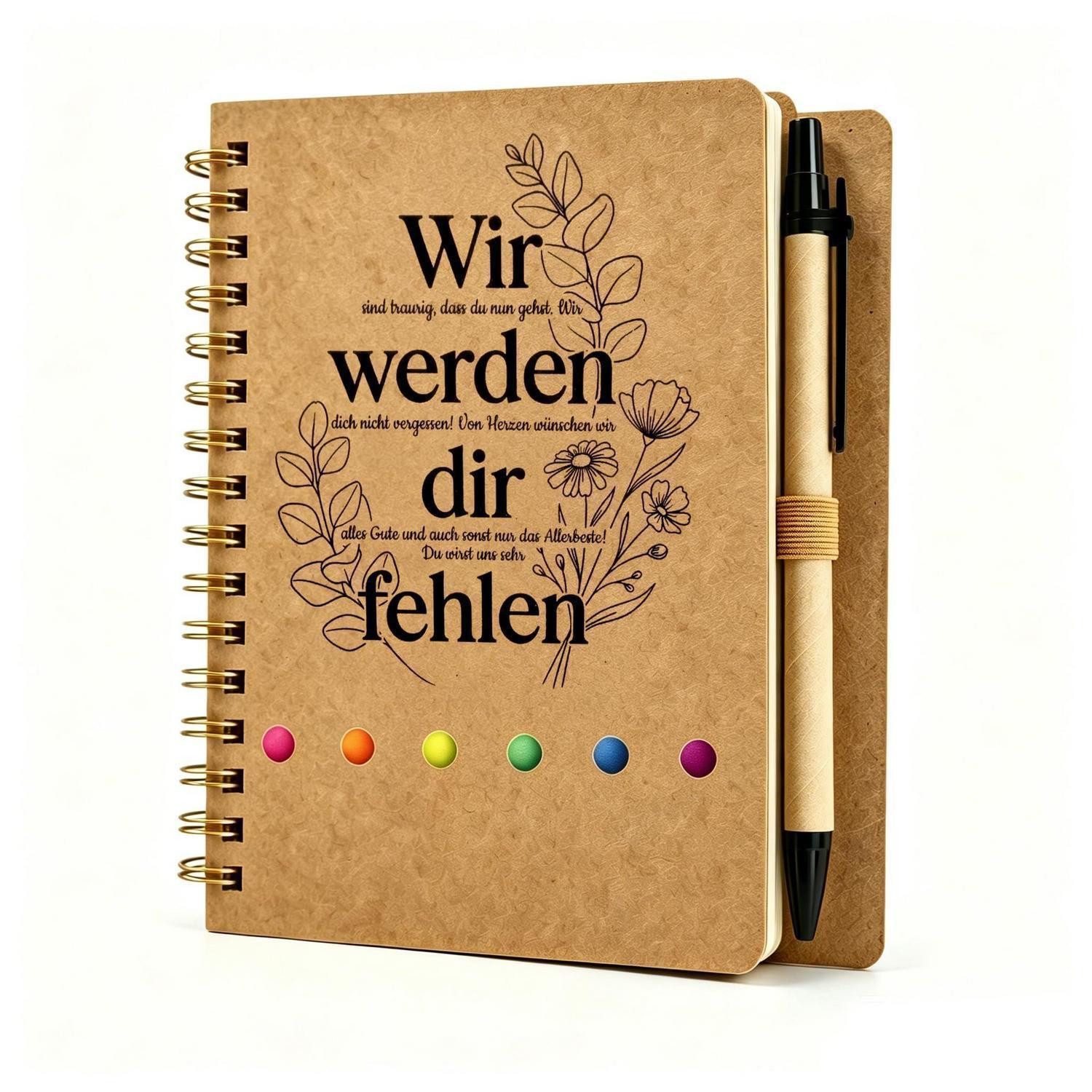 LuxusKollektion Notizbuch Notizbuch mit Stift Kraftpapier A5 Abschied Geschenk