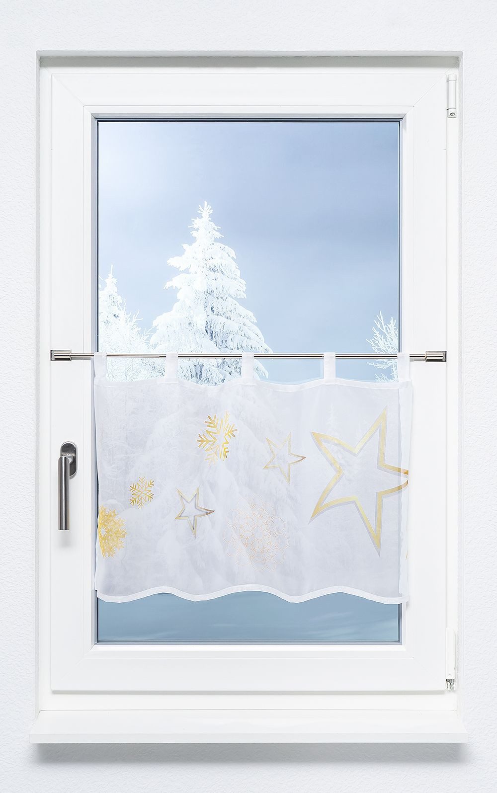 LYSEL® Scheibengardine Weihnachtssterne (1 St), transparent, HxB 45x120cm