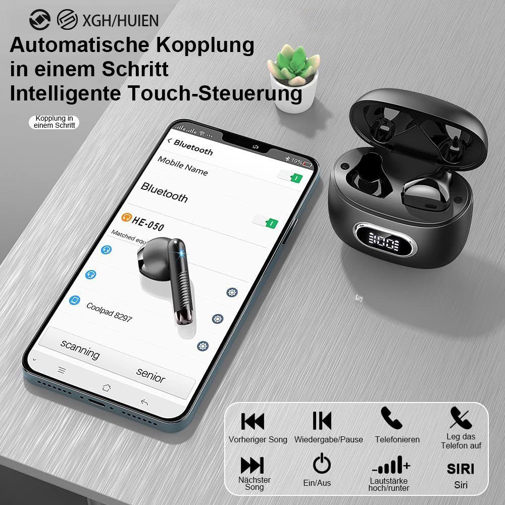 Bluetooth-In-Ear-Headset schwarz Kabelloses mit In-Ear-Kopfhörer universeller MOUTEN Digitalanzeige