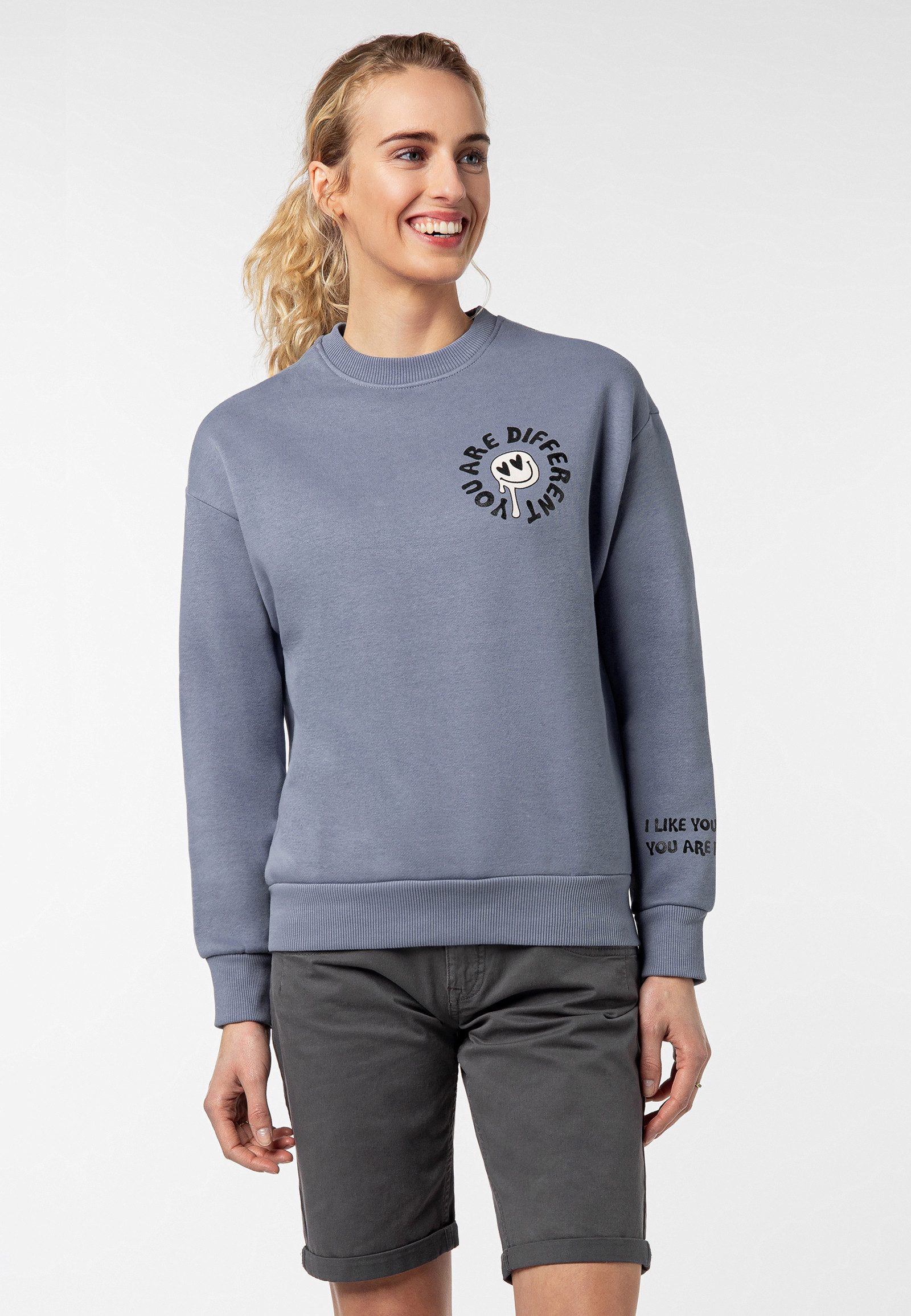 SUBLEVEL Sweatshirt Damen Pullover langarm mit Gute Laune Backprint Sweater günstig online kaufen