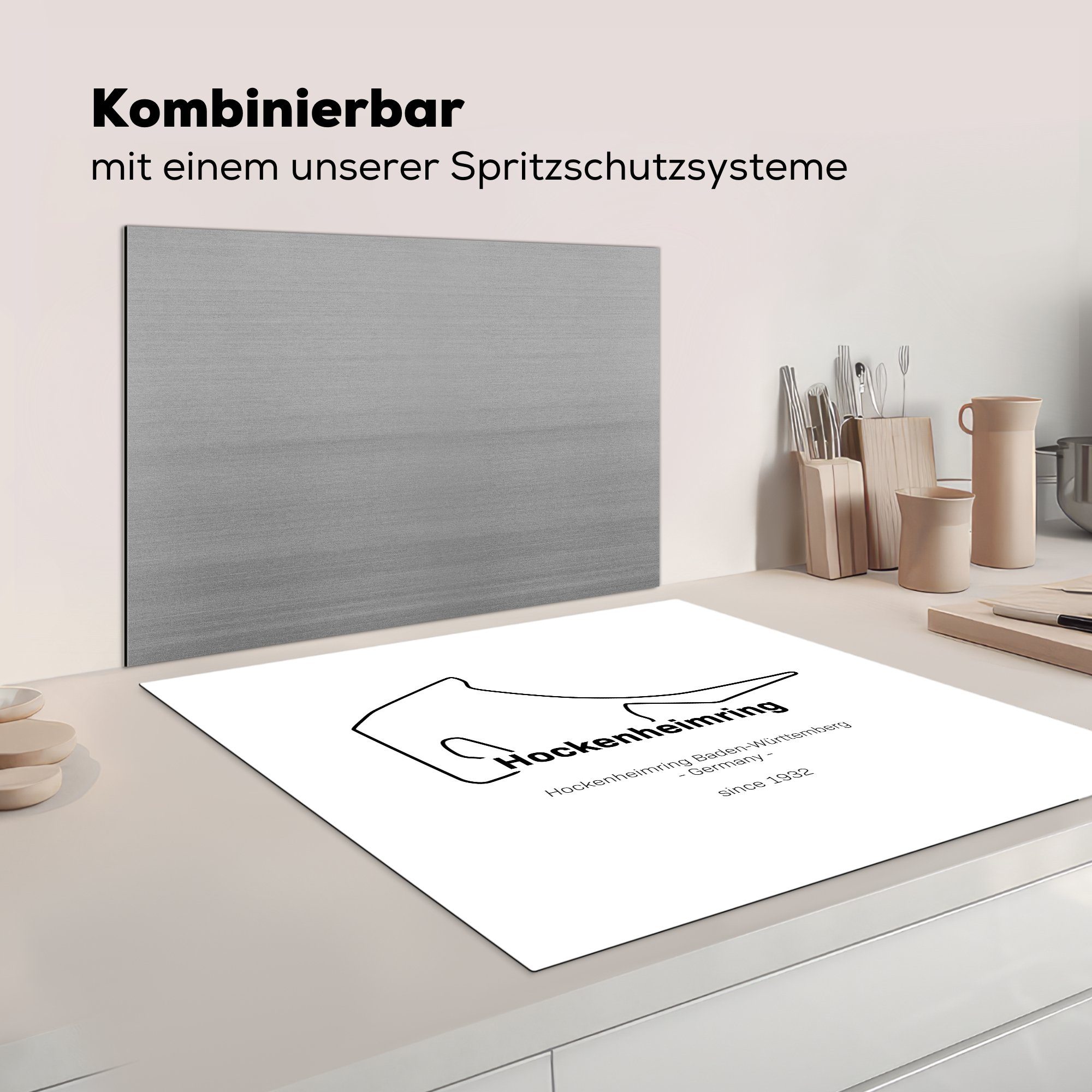 Rennstrecke, Vinyl, Hockenheim MuchoWow küche Herdblende-/Abdeckplatte - - Arbeitsplatte tlg), für cm, 78x78 (1 1 Formel Ceranfeldabdeckung,