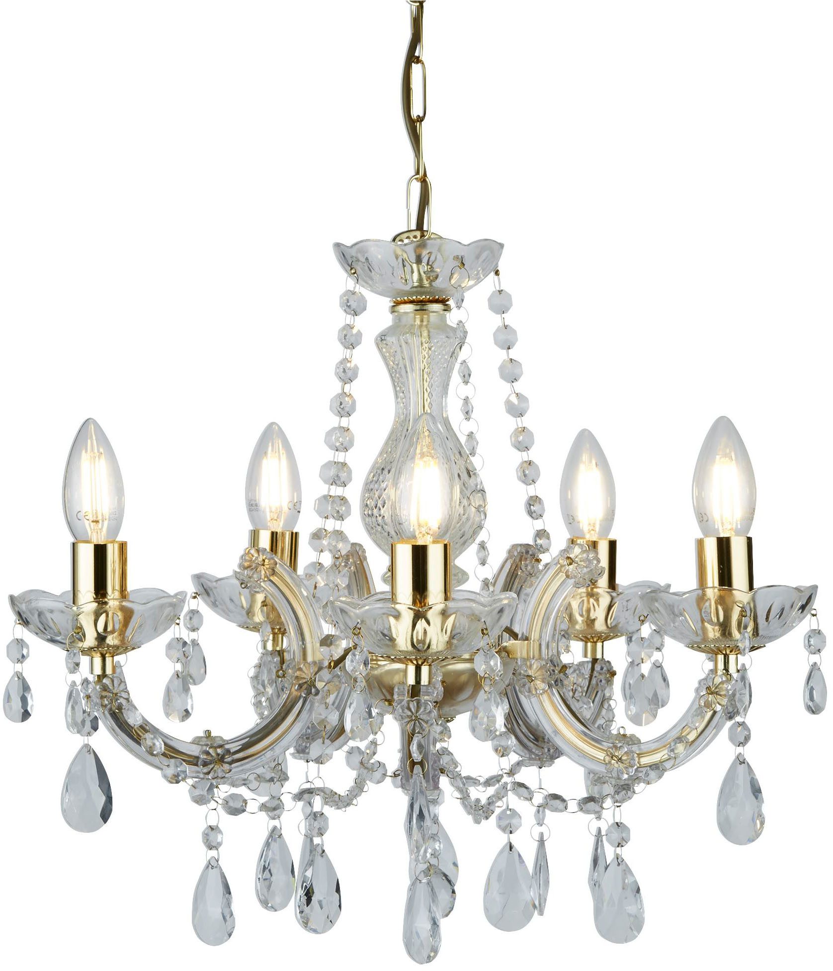 Searchlight Kronleuchter Marie Therese 5Lt Pendant, Leuchtmittel wechselbar günstig online kaufen