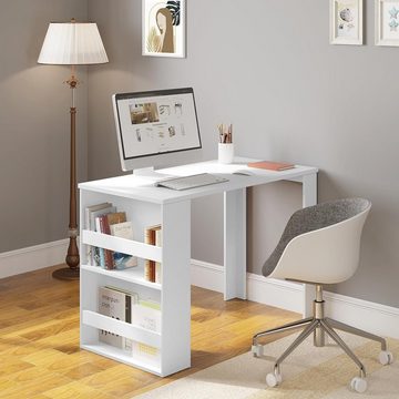 EUGAD Schreibtisch (1-St), offenes Seitenregal mit 2 Ablagen, weiß