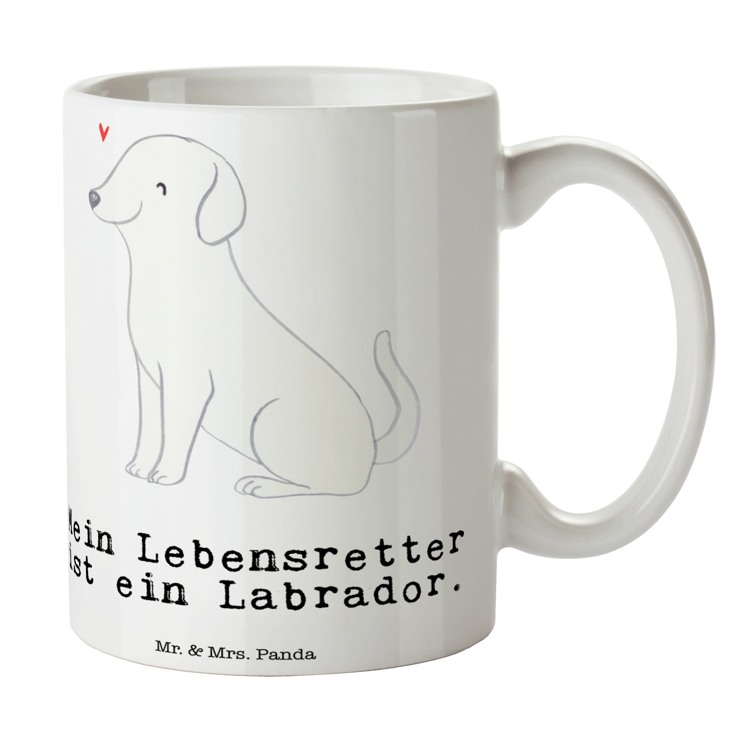 Mr. & Mrs. Panda Tasse Labrador Lebensretter - Weiß - Geschenk, Rassehund, Welpe, Kaffeebech, Keramik