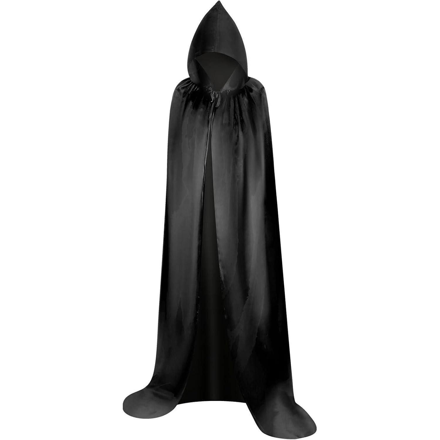 Umhang Umhang mit Kapuze Halloween Vampir Kostüm Erwachsene Schwarz XXL