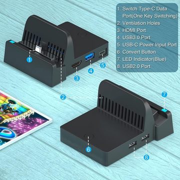 HYTIREBY Konsolen-Dockingstation DockingStation, HDMI TV Adapter Ersatzladegerät, mit dem offiziellen Nintendo Switch/ Switch OLED Modell