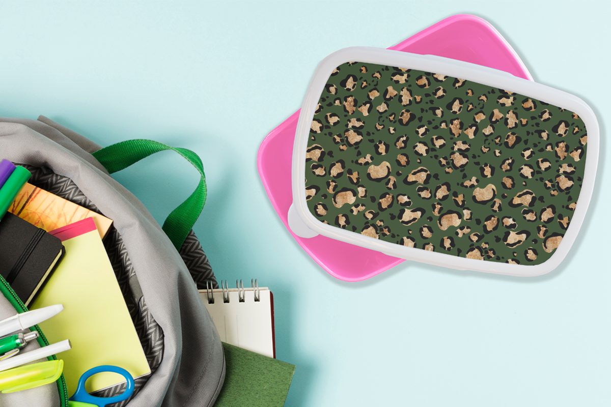 Brotdose Panther Muster - Lunchbox Snackbox, rosa Gold (2-tlg), - - Kinder, Brotbox für Erwachsene, Luxus, Kunststoff Kunststoff, MuchoWow Mädchen,
