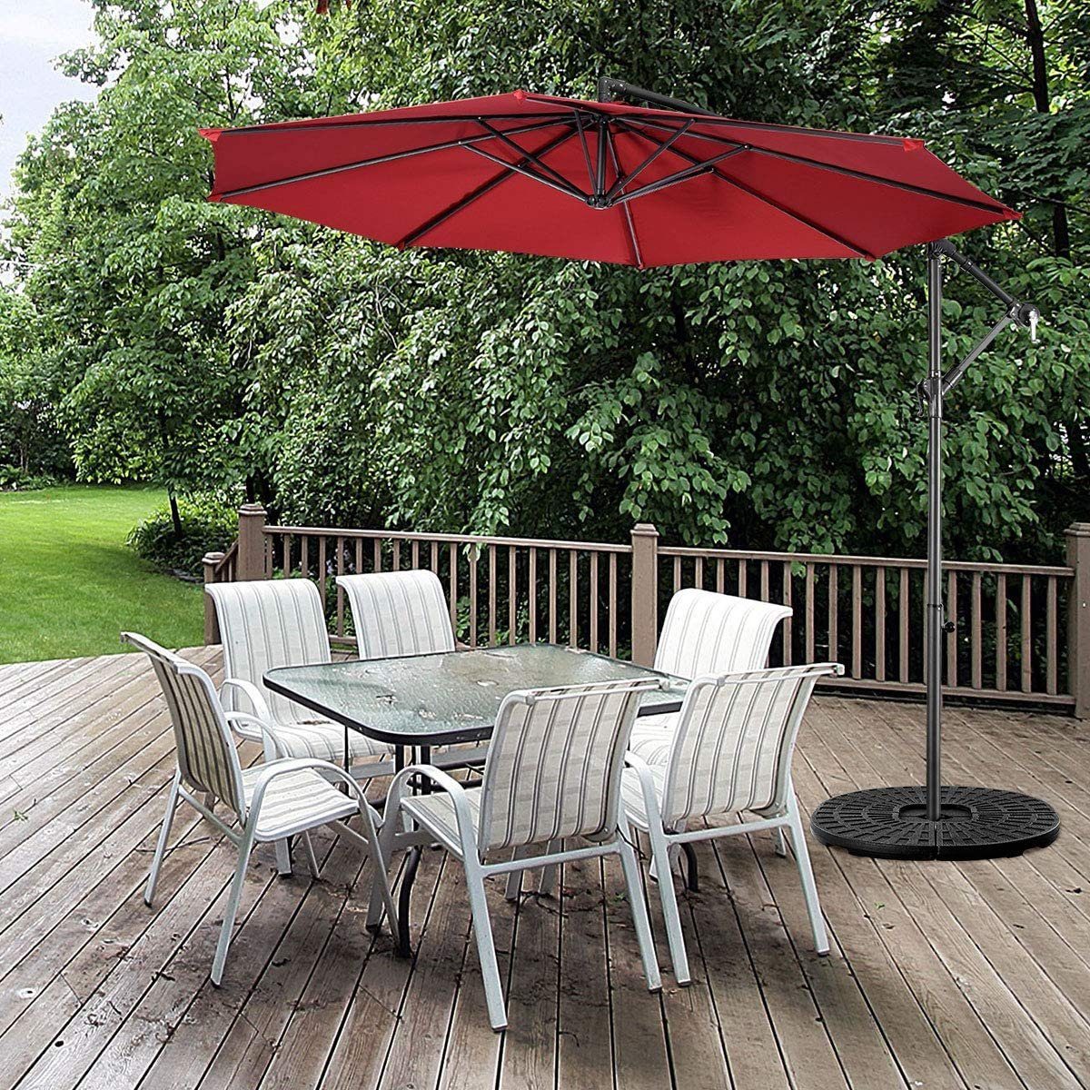 KOMFOTTEU Quadratische/Fan 4 Stück Form Sonnenschirmständer, Schirmständer