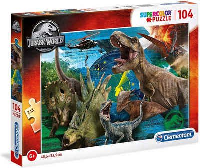 Clementoni® Puzzle Supercolor Puzzle - Jurassic World (104 Teile), 104 Puzzleteile