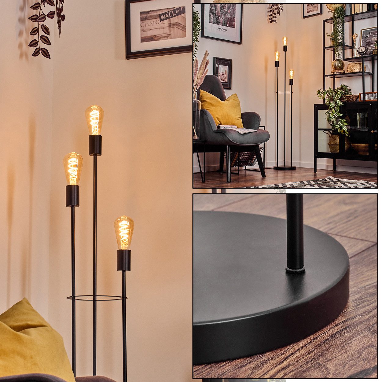 hofstein Stehlampe Stehlampe aus Metall in Schwarz im moernen Design, ohne günstig online kaufen