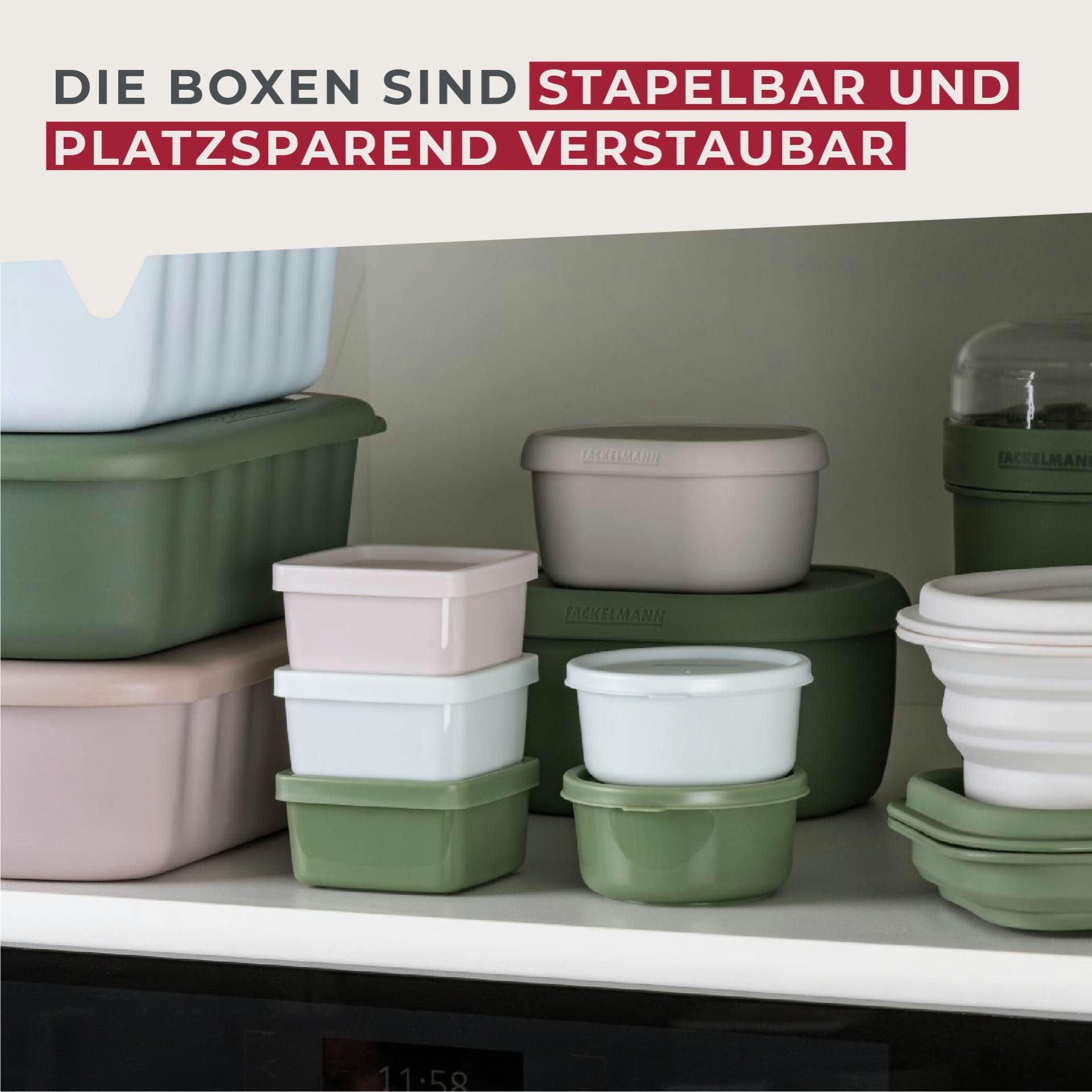 FACKELMANN Aufbewahrungsdose Snacking-Boxen Set, Lunchboxen Trio, Runde Aufbewahrungsbehälter