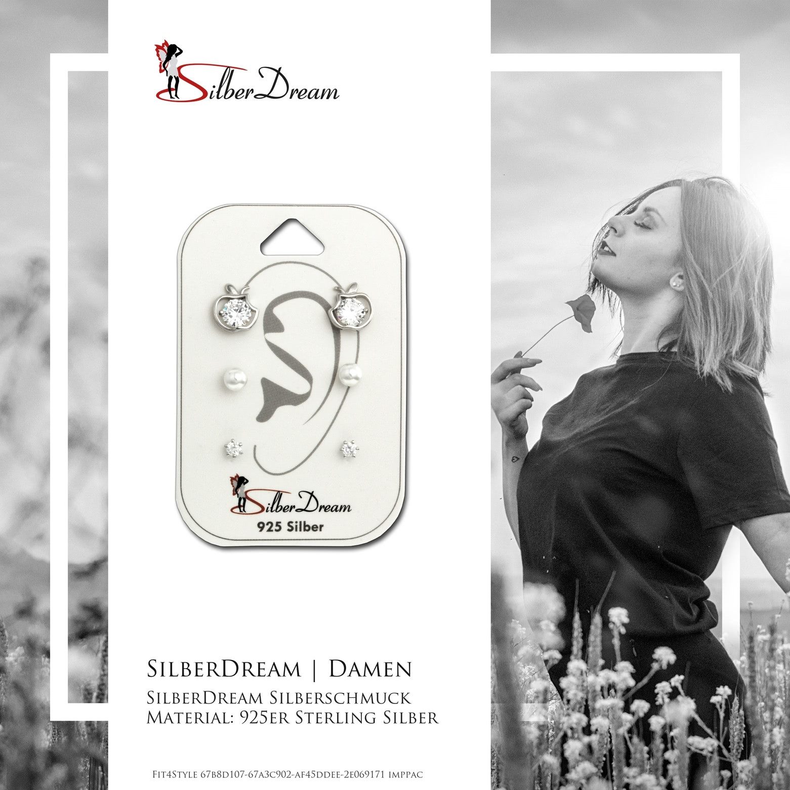 SilberDream Paar Ohrstecker SilberDream Zirkonia Kunstperle 3er Set (Ohrstecker, 3-tlg), Ohrstecker (Apfel, Perle, Zirkonia-Stein) 925 Sterling Silber, Farbe: