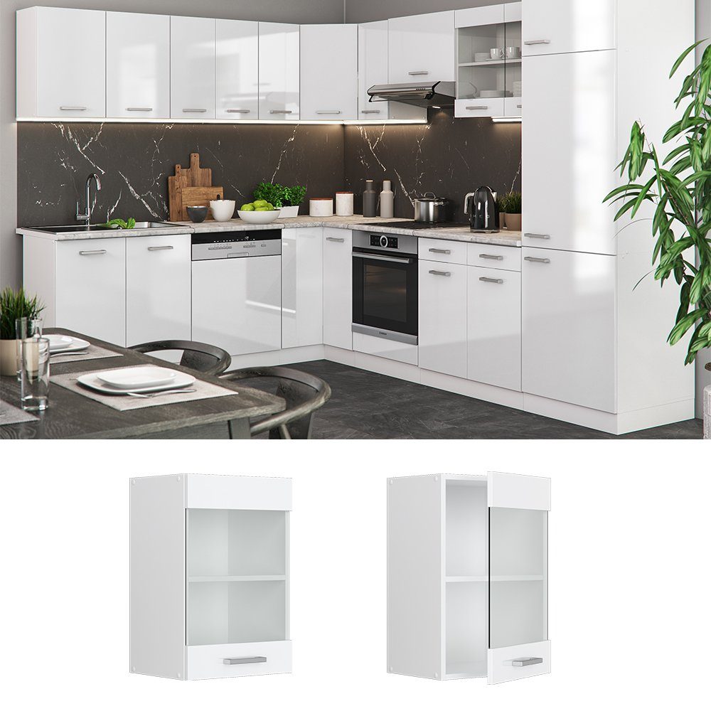 Vicco Glashängeschrank R-Line, Weiß Hochglanz/Weiß, 40 günstig online kaufen