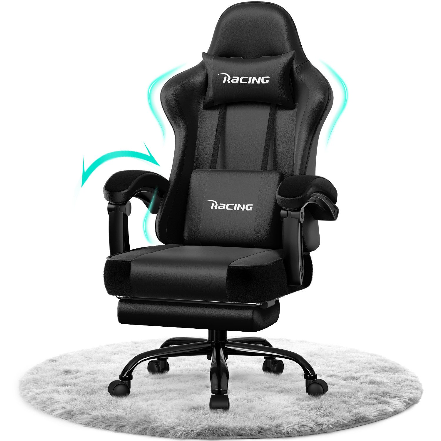Adormii Gaming-Stuhl Gaming Stuhl ergonomisch Gaming Chair Bürostuhl verstellbare (Gaming Stuhl mit verstellbaren Lendenkissen, Armlehne und Kopfstütze, Gamer Stuhl Bequeme Sitzkissen), gepolsterter Gaming-Stuhl, bis 150 kg Belastbarkeit