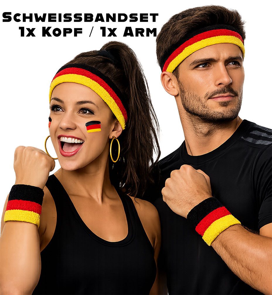 Karneval-Klamotten Kostüm Fußball Weltmeisterschaft Schweißbänder Set 2026, Fan Artikel WM Deutschland Public Viewing Party Supporter Mannschaft