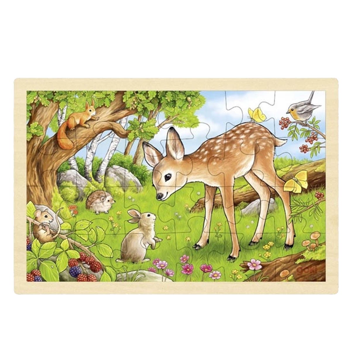 goki Steckpuzzle Einlegepuzzle Rehkitz, 24 Puzzleteile, gut für kleinen Hände zu greifen