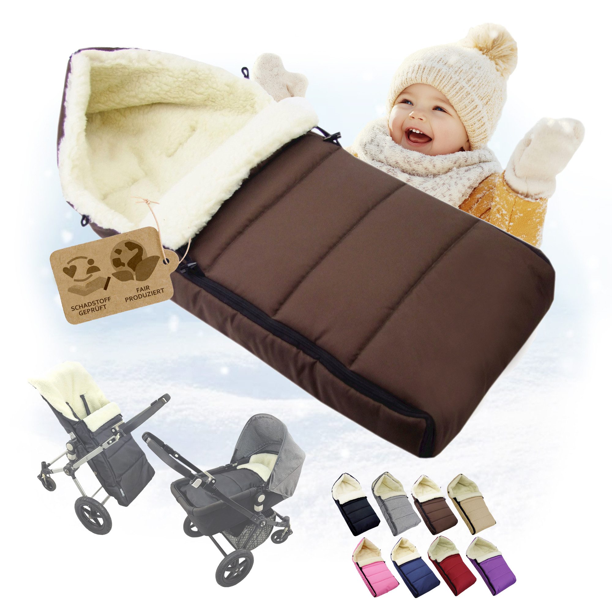 BambiniWelt by Rafael K. Fußsack Winterfußsack Babyfußsack Fußsack Kinderwagen Wolle 108cm LINIERT, universal