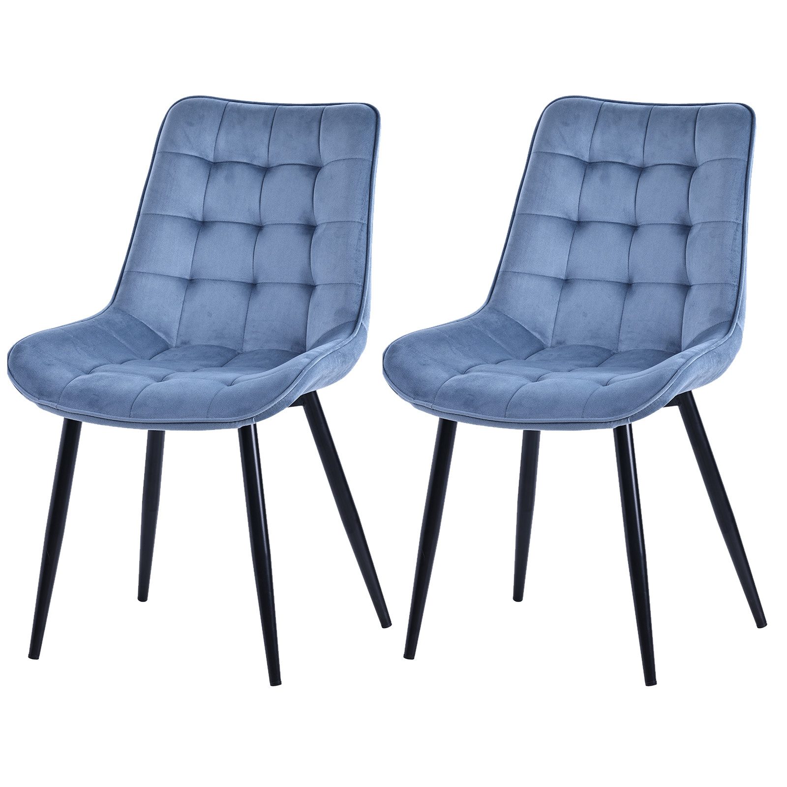 HOMAVO Esszimmerstuhl Stuhlset – Polsterstühle, Samt oder Webstoff, Metall-Füße (Nach EN 12520 geprüft, 2 St), mit Ergonomischer Rückenlehne und Metallbeinen