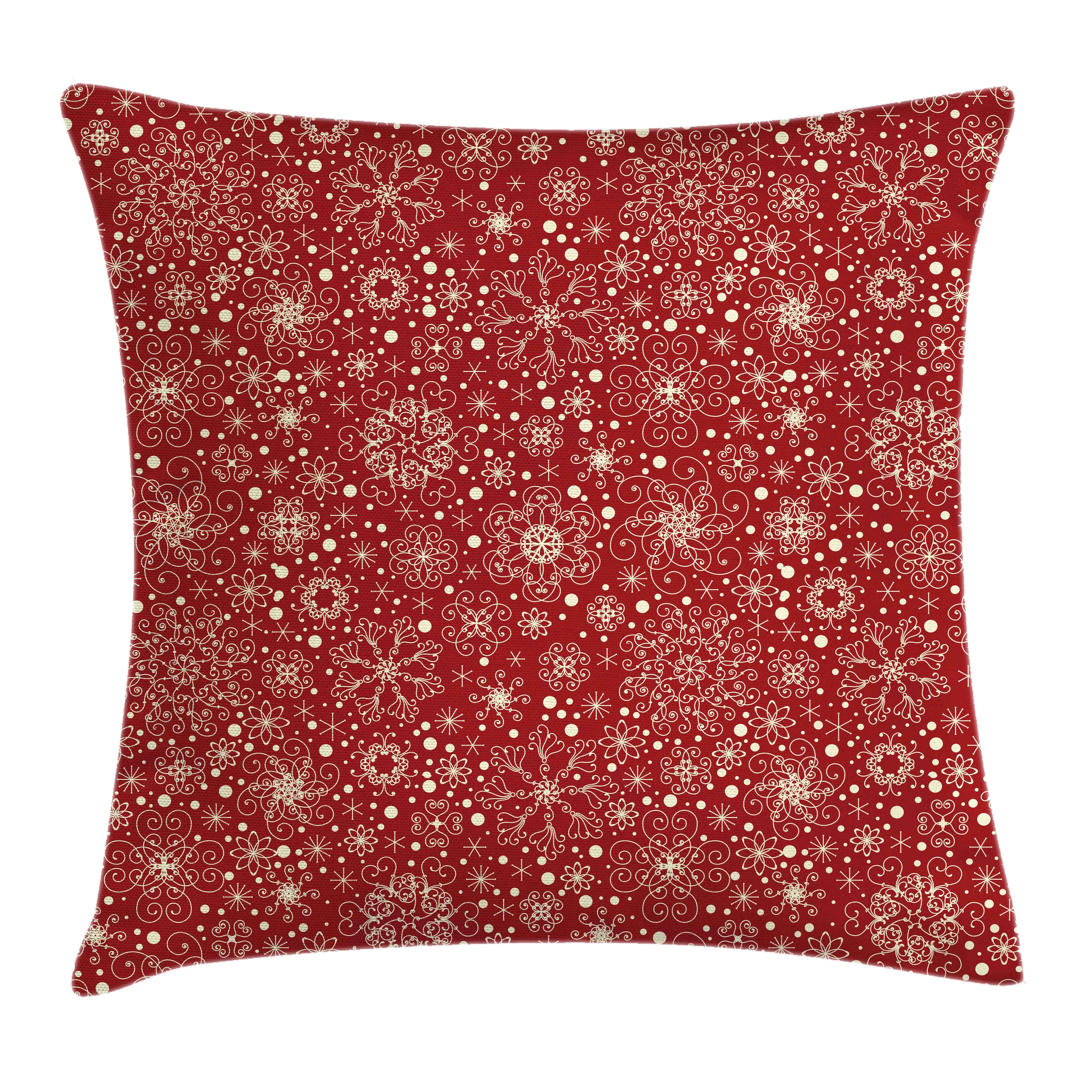 Farben Schneeflocken rot (1 Stück), mit Abakuhaus Stil Farbfesten Beidseitiger Kissenbezüge Kissenhülle Reißverschluss Druck, Filigree