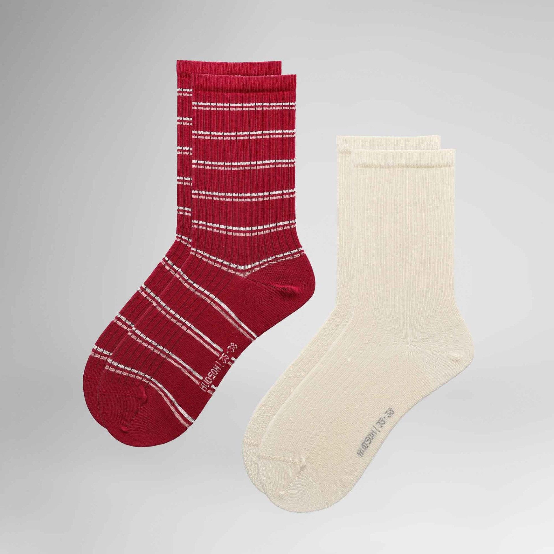 Hudson Basicsocken Playful Rib 2-Pack (2-Paar) Socken-Doppelpack mit Rippe und Ringelmuster