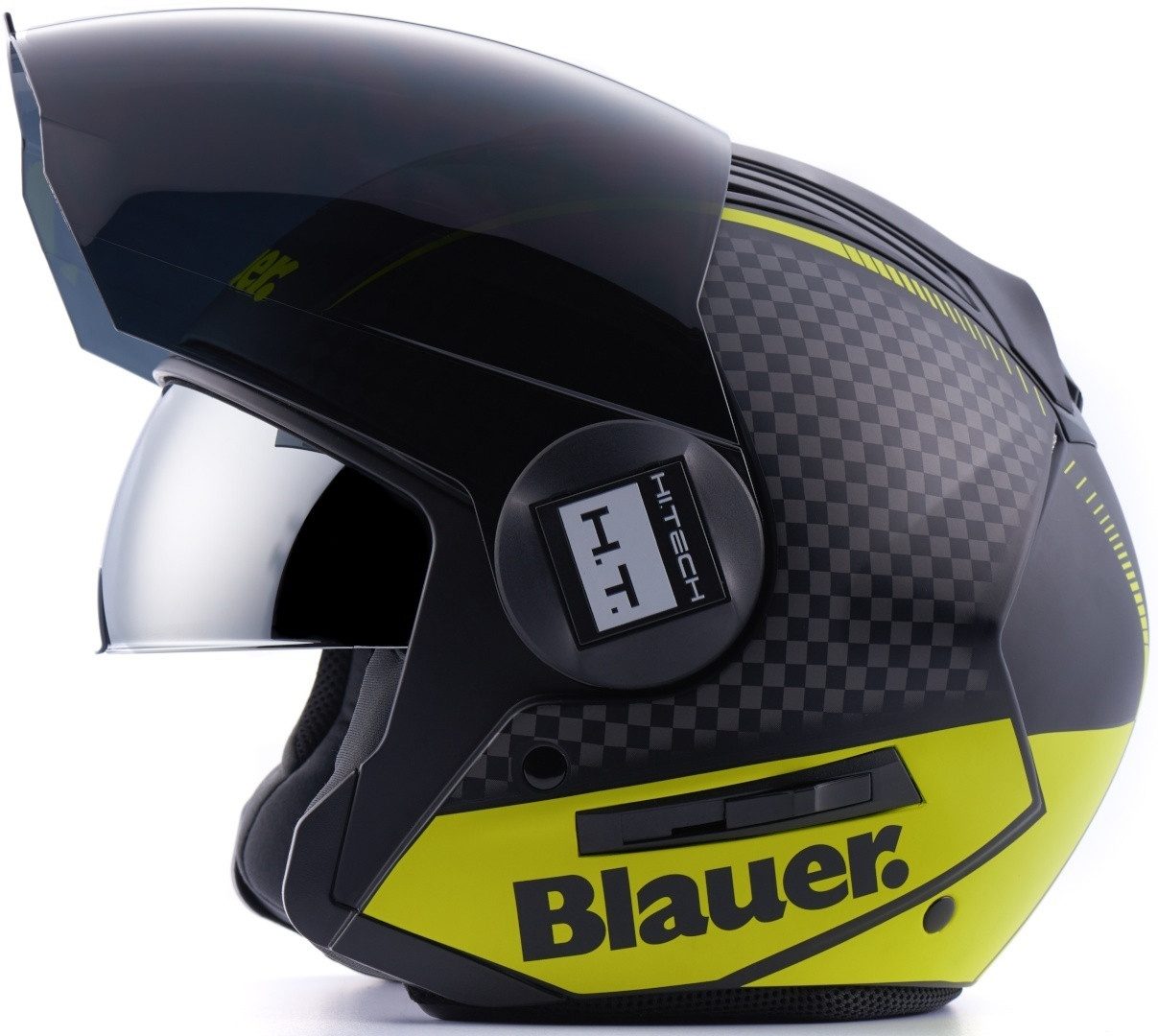 Blauer Motorradhelm Real HT Graphic B Jethelm, integriertes Sonnenvisier