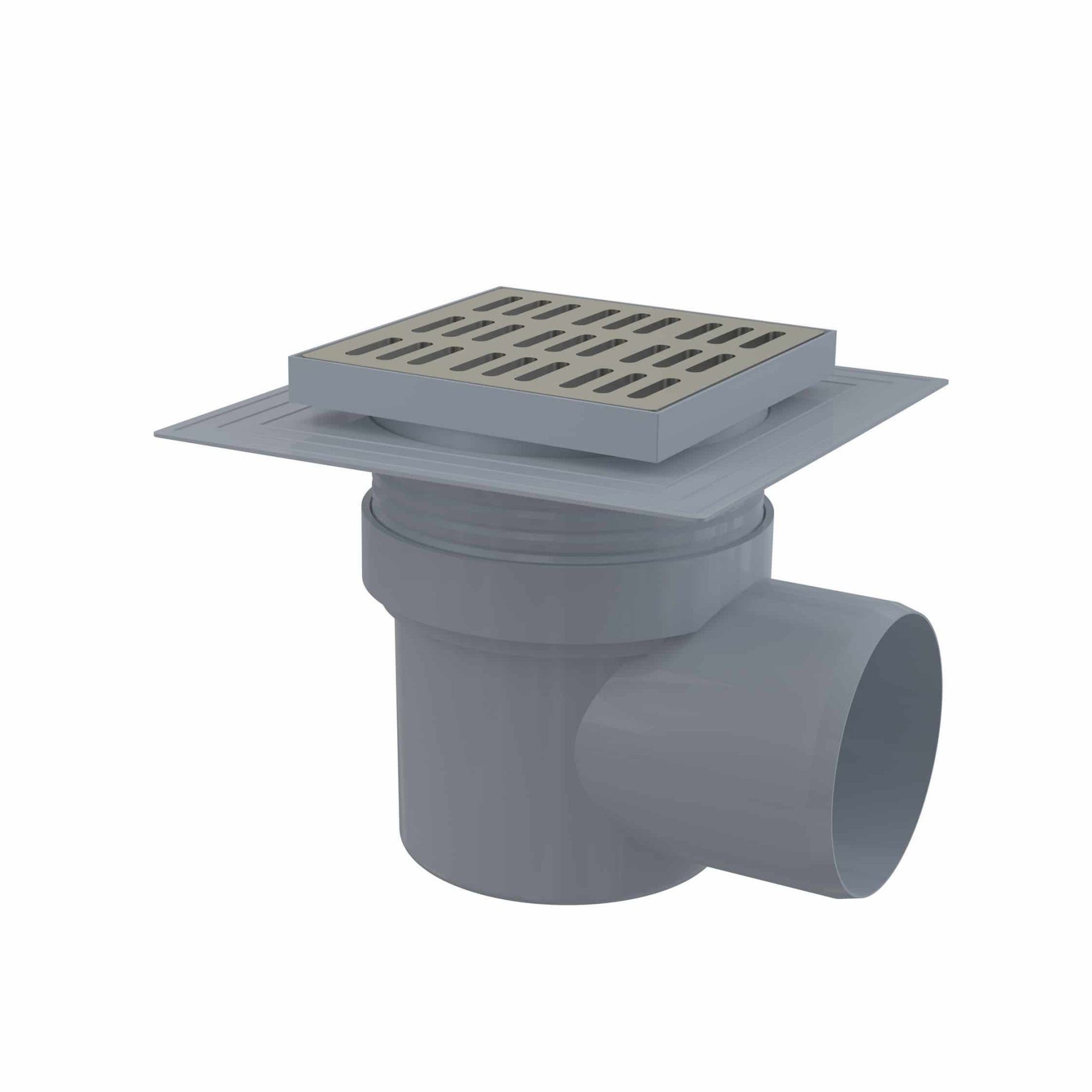 AlcaPlast Bodenablauf AlcaPlast APV Bodenablauf, Duschablauf mit Siphon DN100 Edelstahlrost 150x150 mm