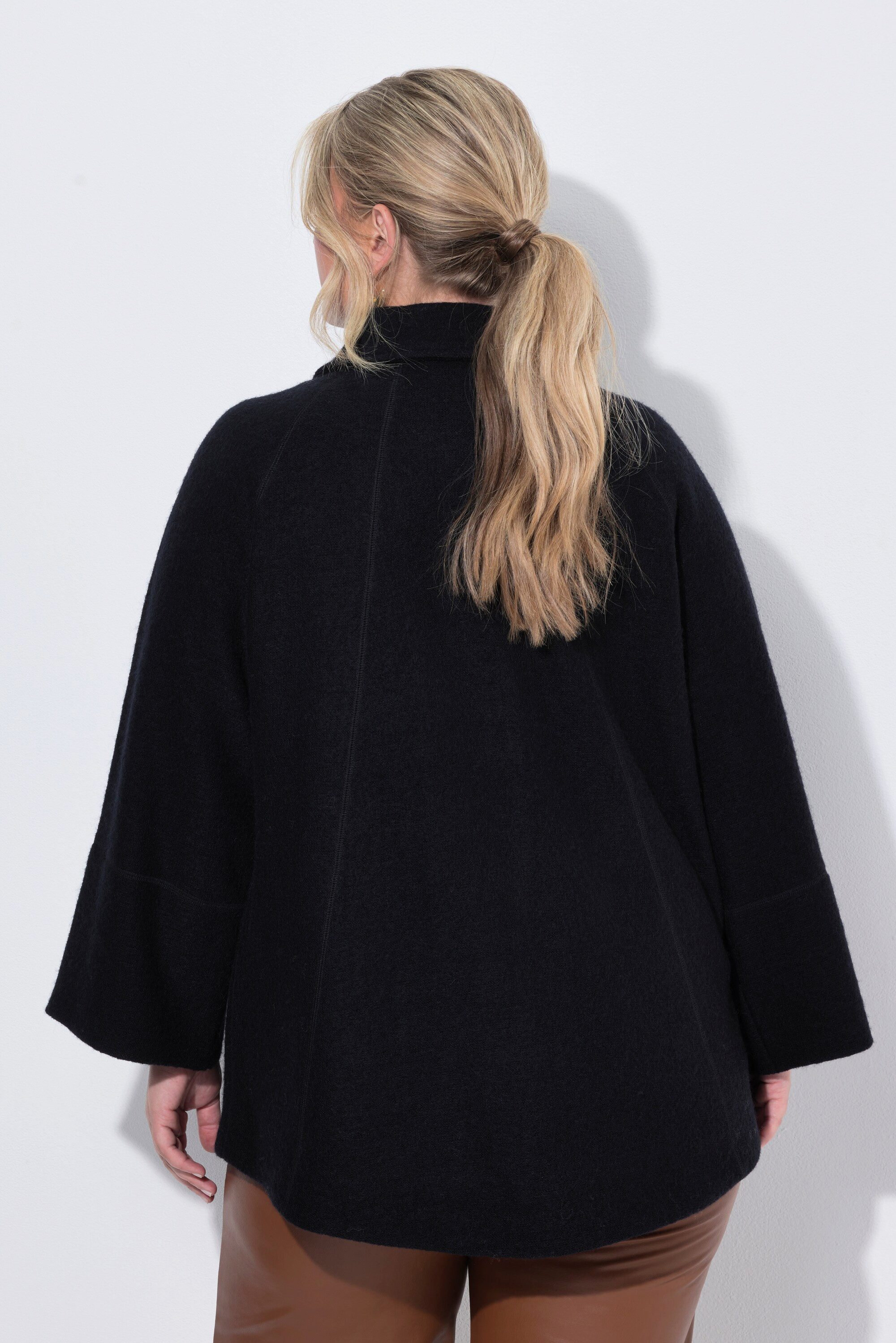 Ulla Popken Sommerjacke Jacke Boiled Wool A-Linie Hemdkragen Langarm – Bild 3 von 4