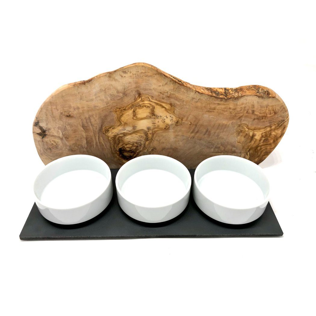 Olivenholz-erleben Futterstation 3-in-1 Wasser & Futter CATS TRIO MOUNTAIN günstig online kaufen