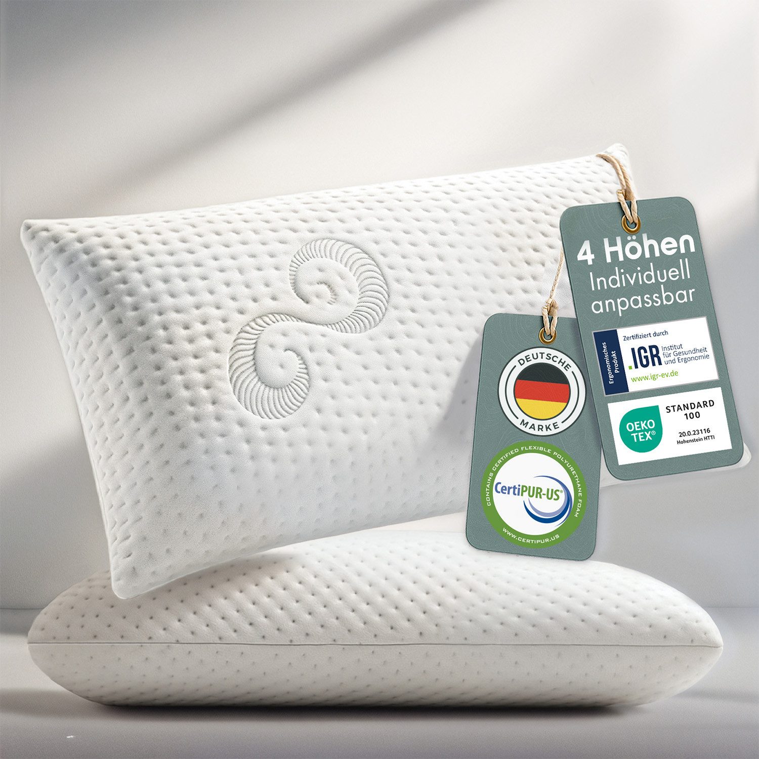 Blumtal Nackenkissen Nackenstützkissen aus Memory Foam, Oeko-TEX® Zertifiziert, Ergonomisches Kopfkissen mit Waschbarem Bezug
