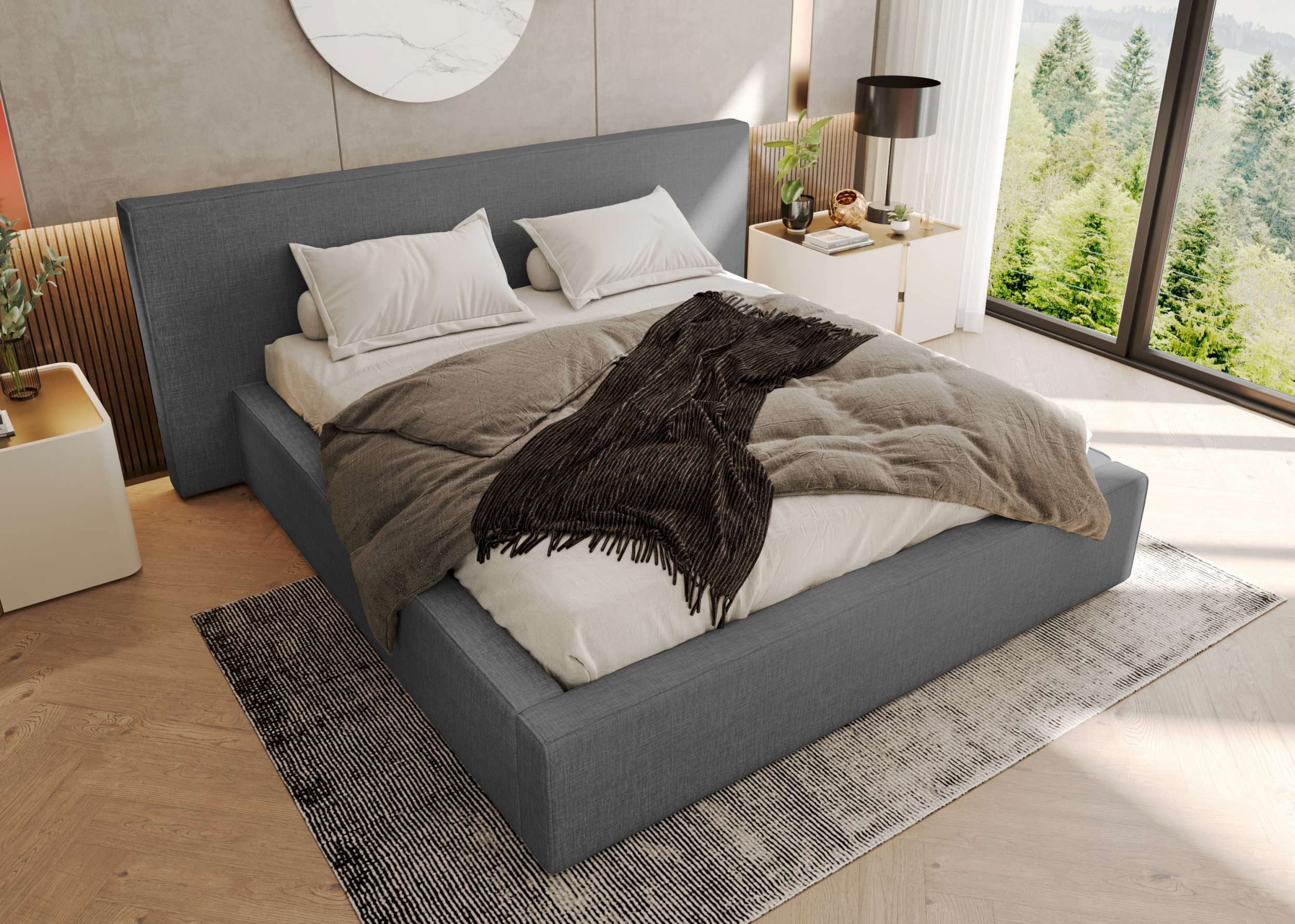 99rooms Polsterbett Tivio (Schlafzimmerbett, Polsterbett), 140–200x200 cm, Velours VOSS, mit Lattenrost & Bettkasten