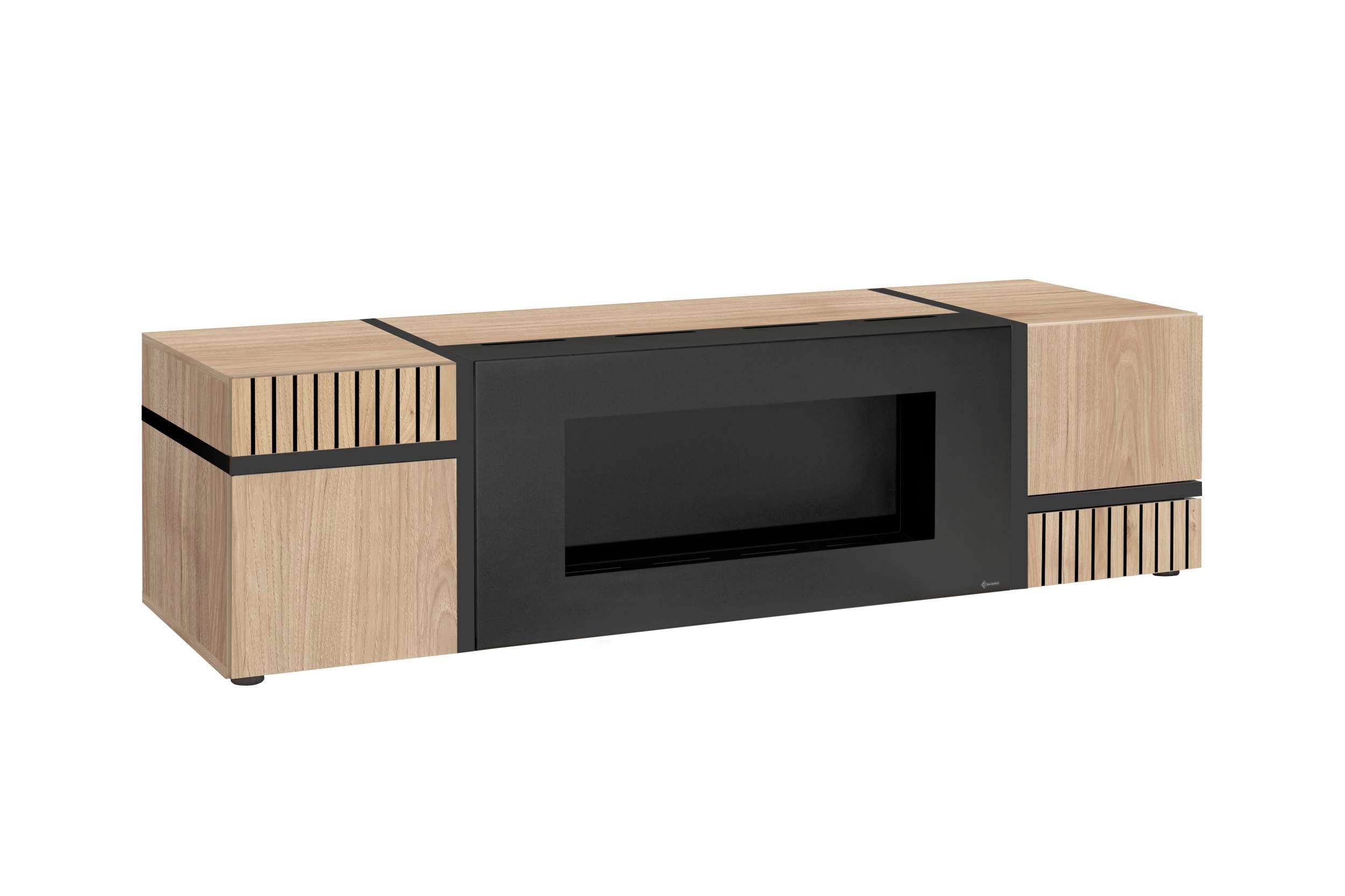 99rooms Lowboard Hamar (TV-Kommode, TV-Schrank), mit Biokamin, 2 Türen mit Push-to-Open