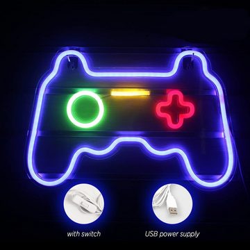 zggzerg LED Dekolicht Spiel Leuchtreklame Gamepad Controller Leuchtreklamen Wandleuchten, LED fest integriert