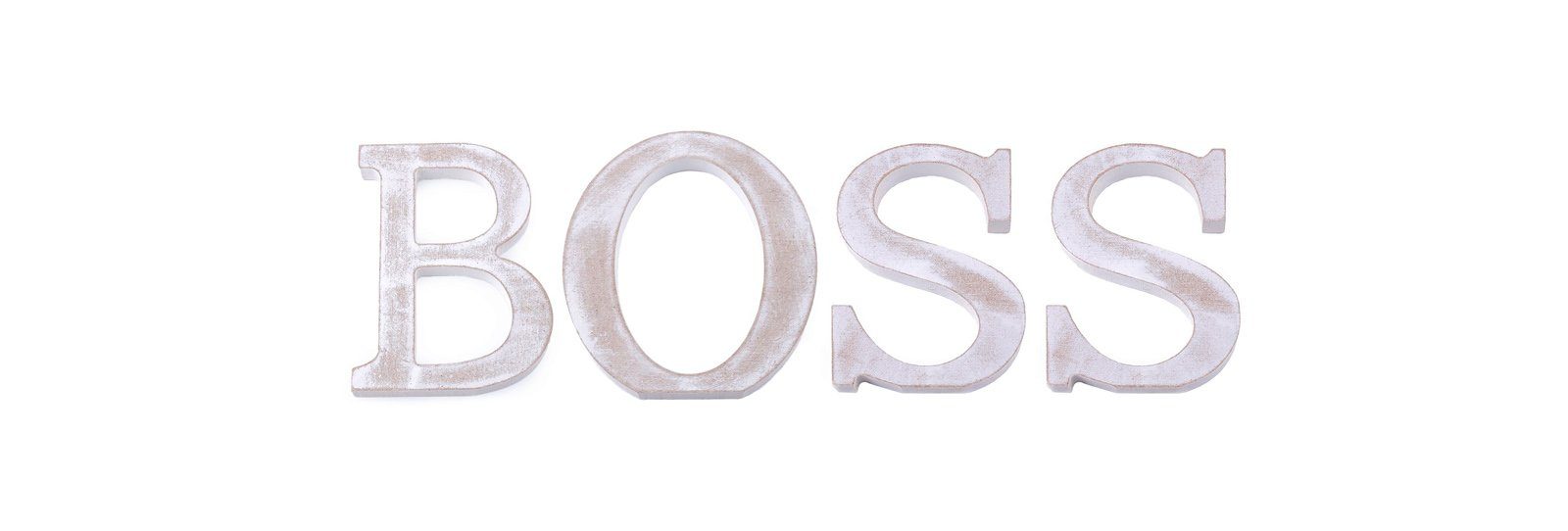 maDDma Deko-Schriftzug 3D Schriftzug 11 cm Höhe, weiß-vintage, Schriftzug: Boss aus Einzelbuchstaben