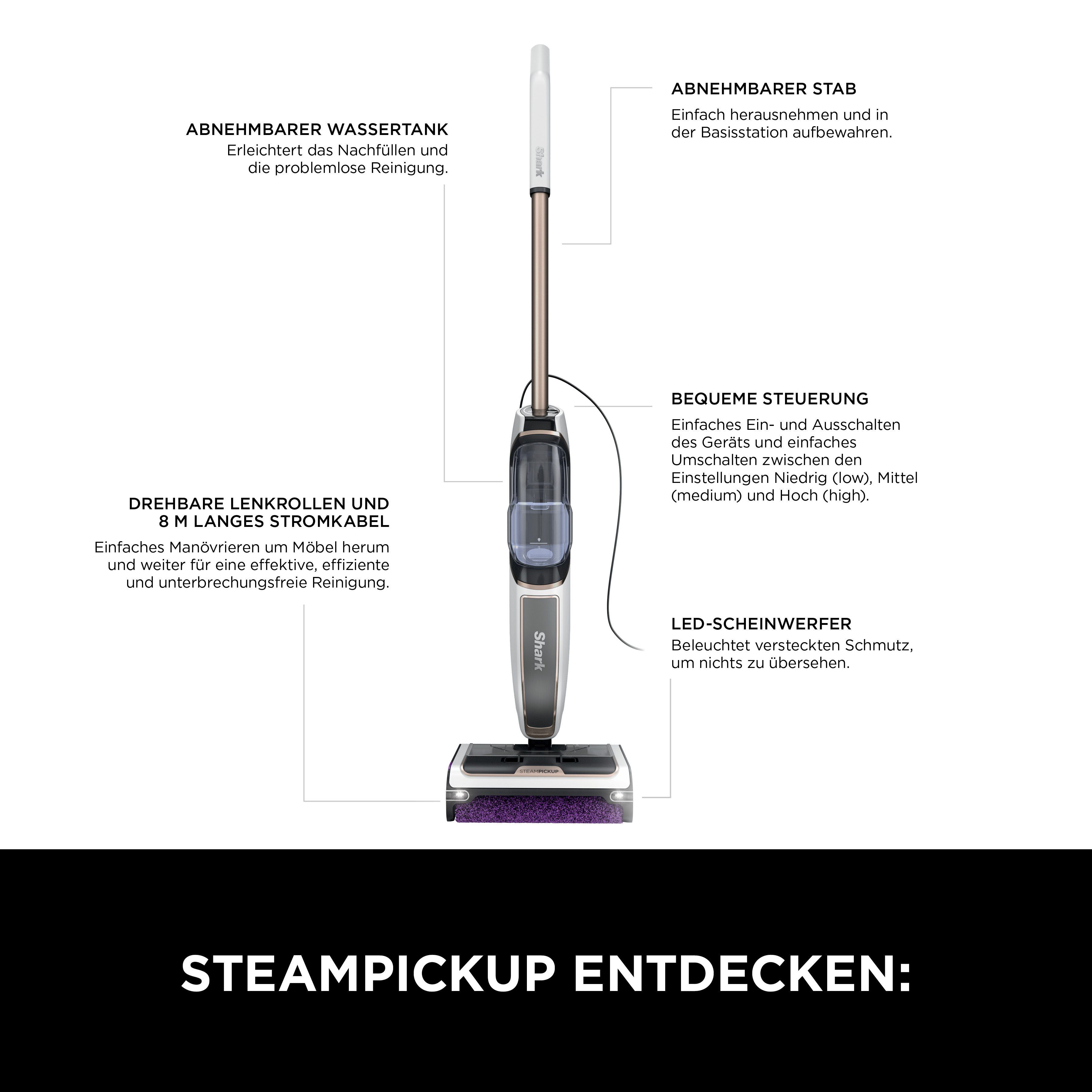 Shark Dampfreiniger SteamPickUp SD200EU, 1230 W, beutellos