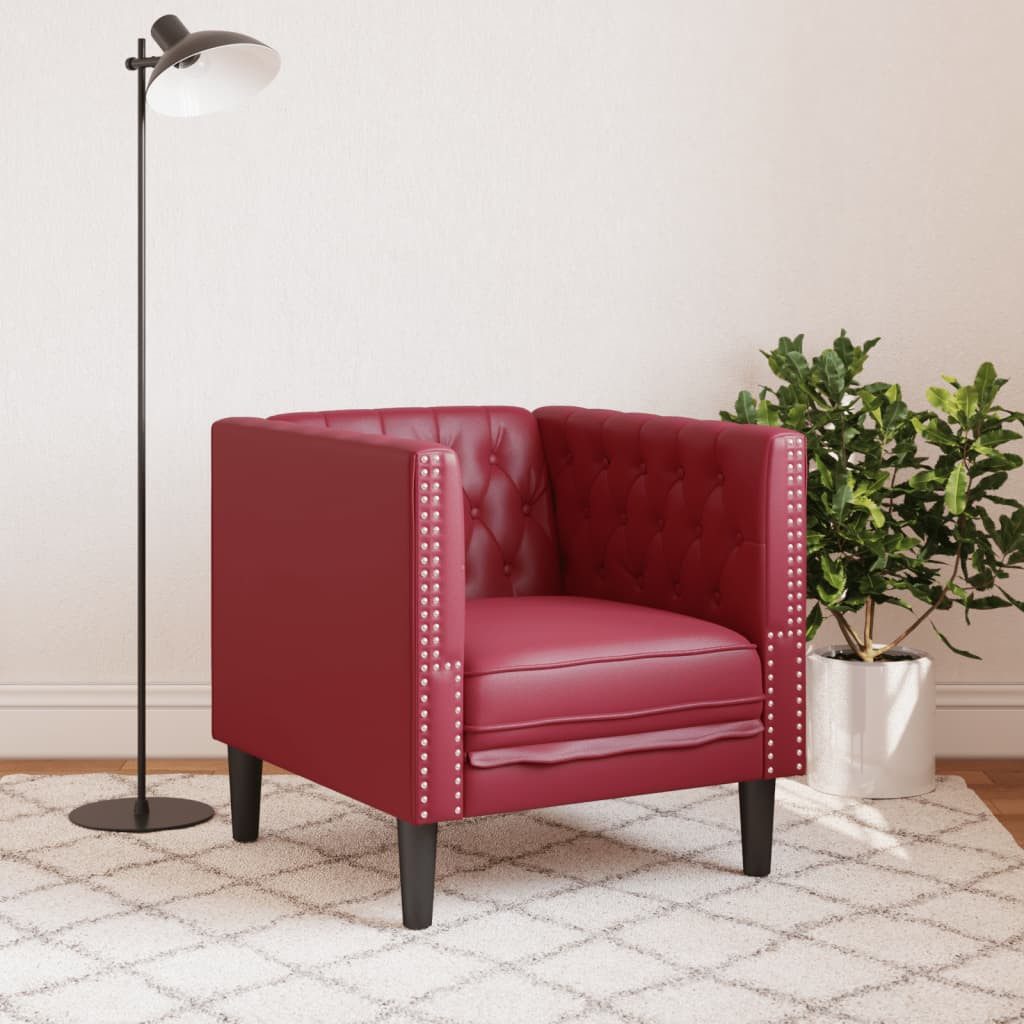 vidaXL Sofa Chesterfield-Sessel Weinrot Kunstleder günstig online kaufen