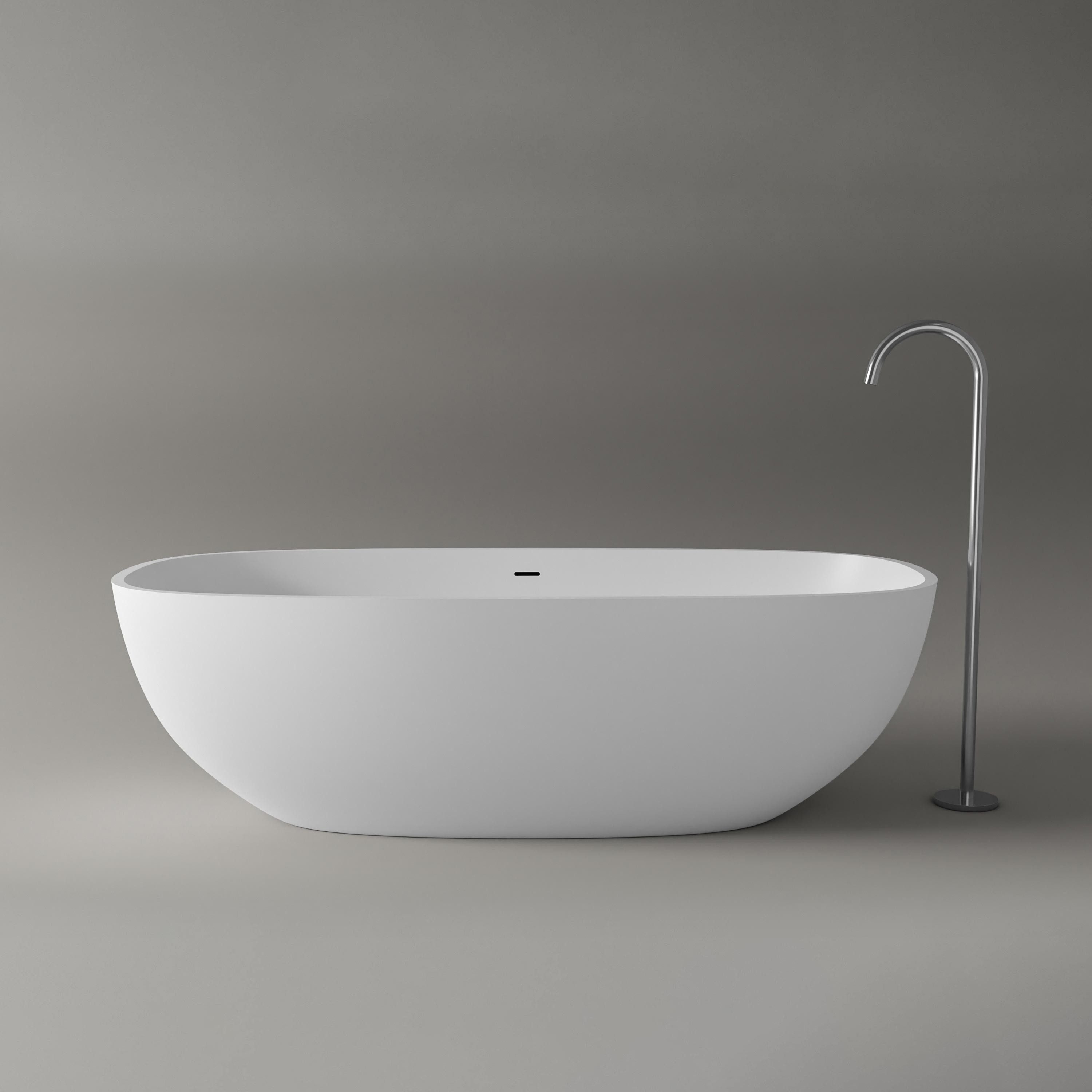 Bernstein Badewanne OCEAN STONE 180 x 87 cm, Freistehende Badewanne Mineralguss matt 2-Sitzer