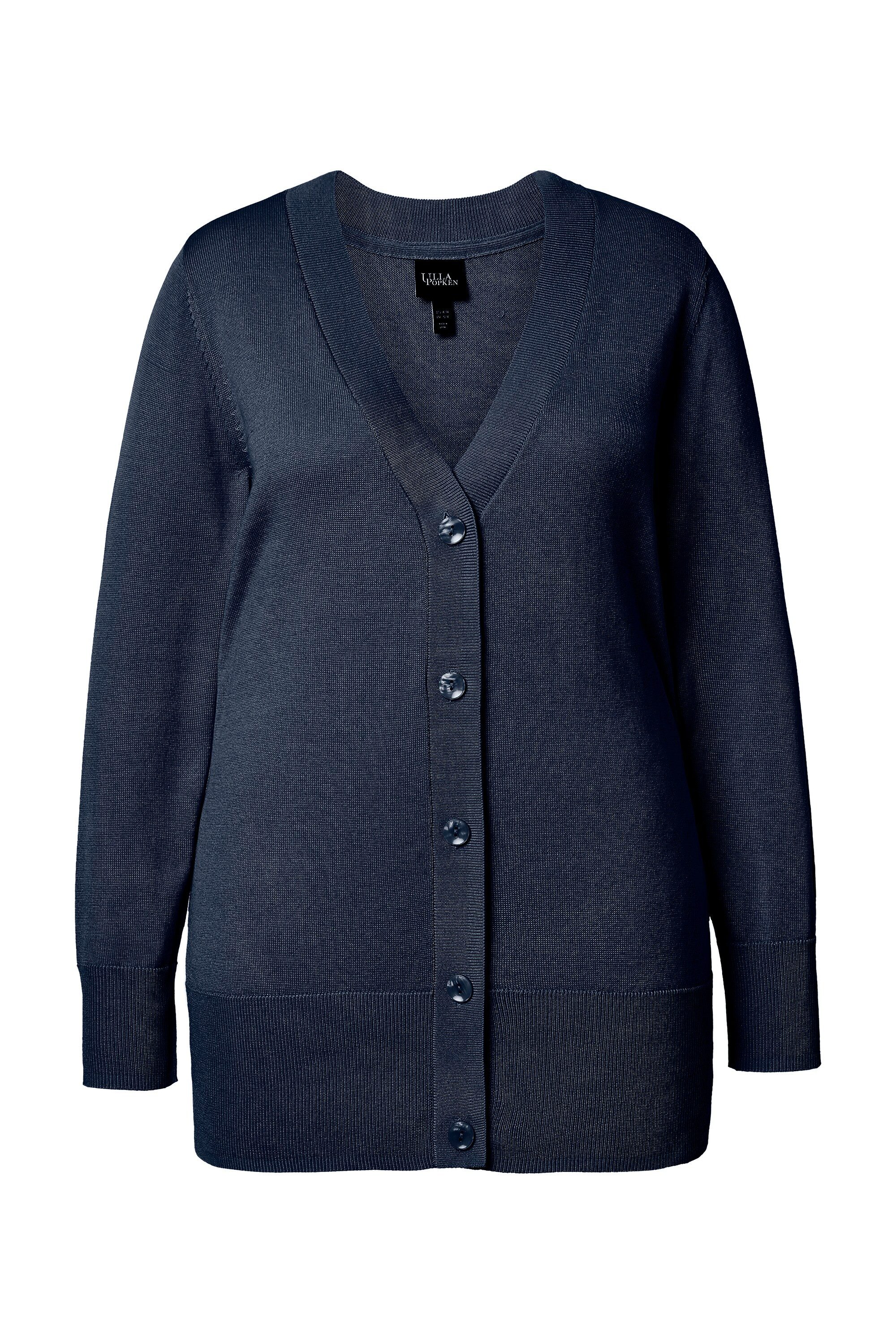 Ulla Popken Strickjacke Strickjacke V-Ausschnitt Knopfleiste Feinstrick günstig online kaufen