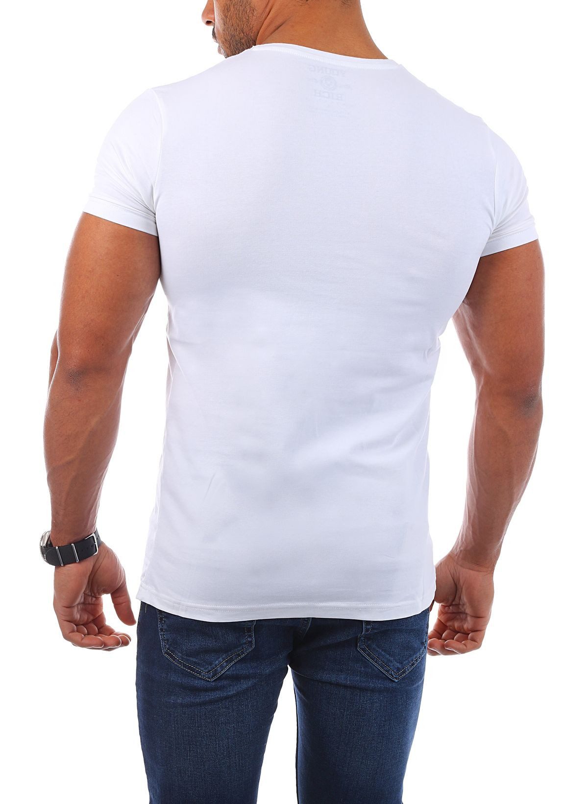 Young & Rich T-Shirt Herren Uni Basic V-neck V-Ausschnitt Unterziehshirt 1700 V-Ausschnitt unifarben kurzarm slim fit